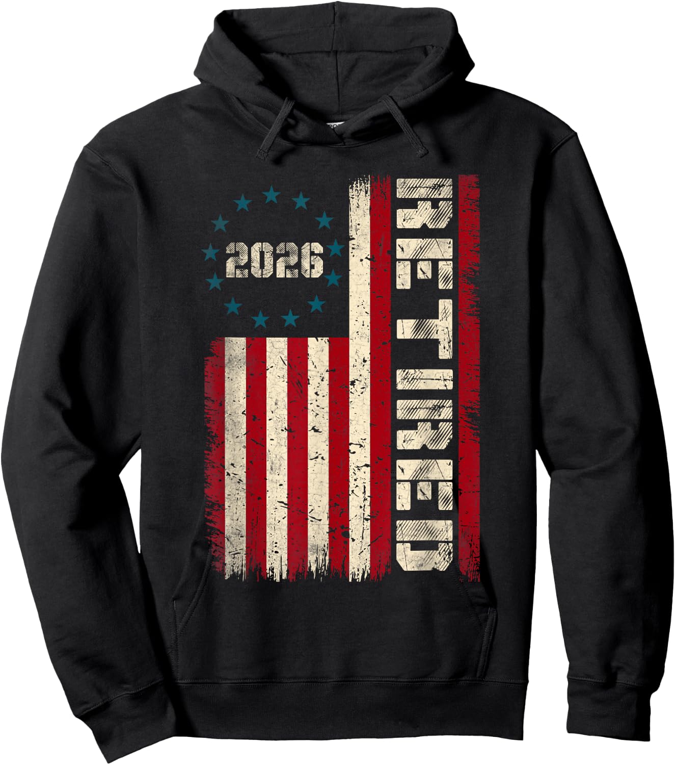 Vintage Retired 2026 American Flag Retirement 2026 Gifts Men Hoodie - Hoodie | Black
