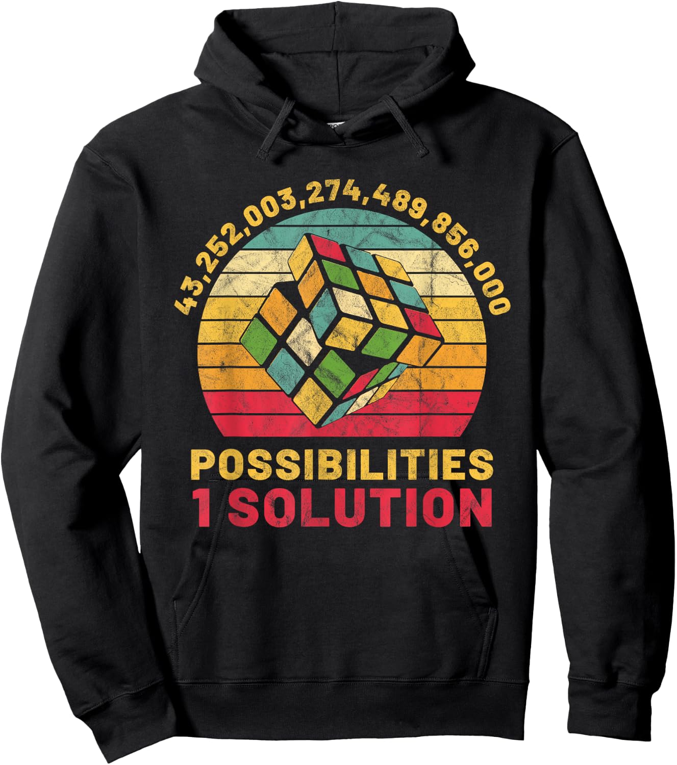 Puzzle Cube Funny One Solution Speed Cubing Retro Math Hoodie - Hoodie | Black
