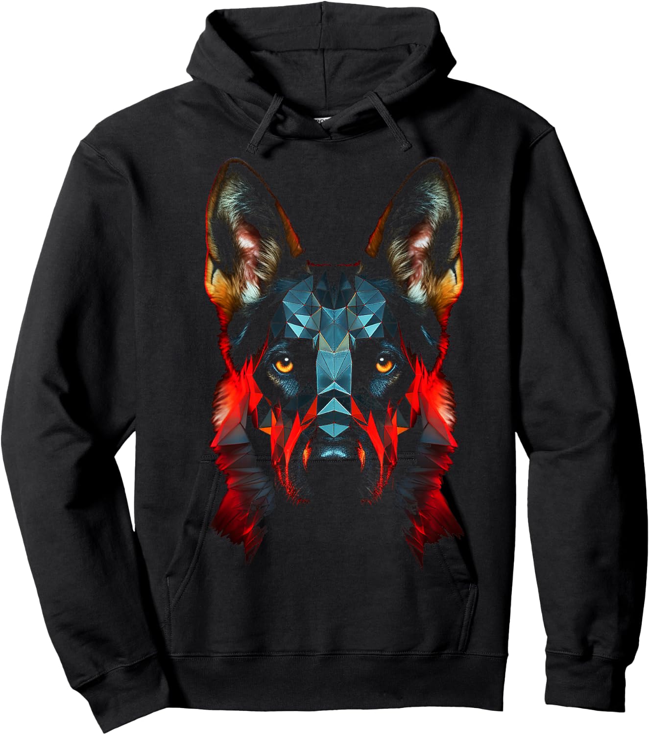 German Shepherd Dog Polygon Face Pet Art German Shepherd Hoodie - Hoodie | Black