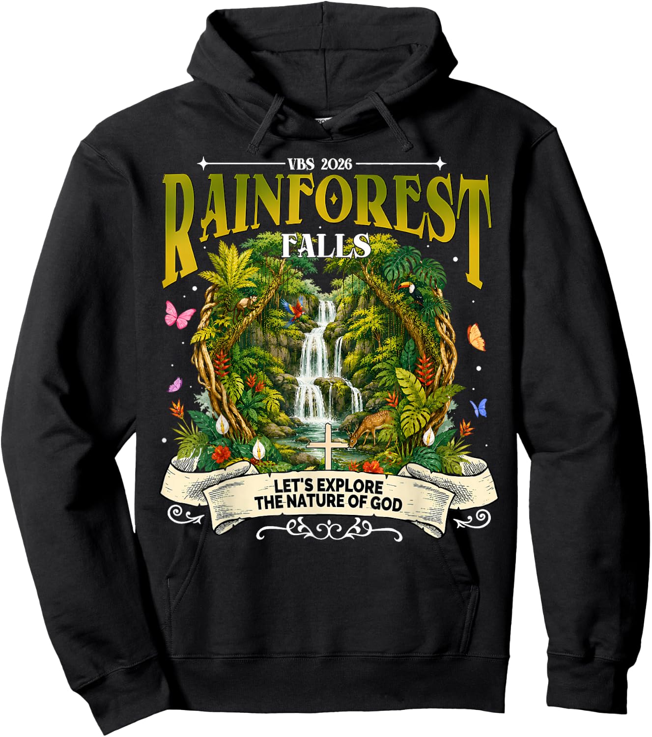 Rainforest Falls VBS 2026 Explore Nature of God Adventure Hoodie - Hoodie | Black