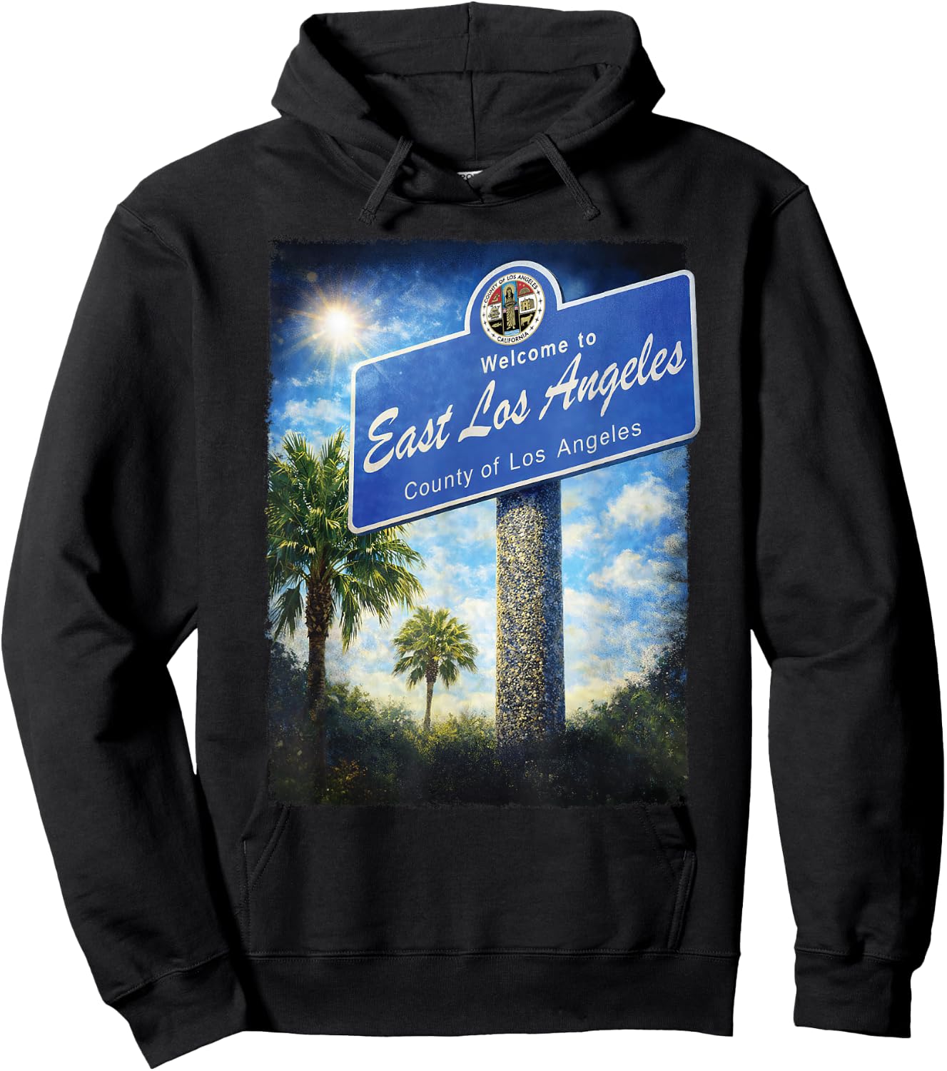 East Los Angeles California Boyle Heights 323 Street Sign Hoodie - Hoodie | Black