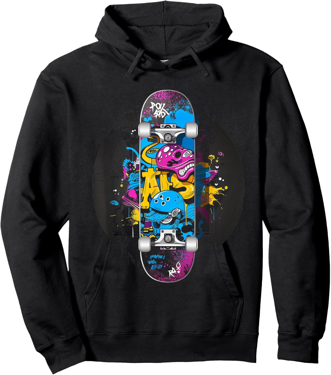 Skateboard Graffiti Skater Hoodie - Hoodie | Black