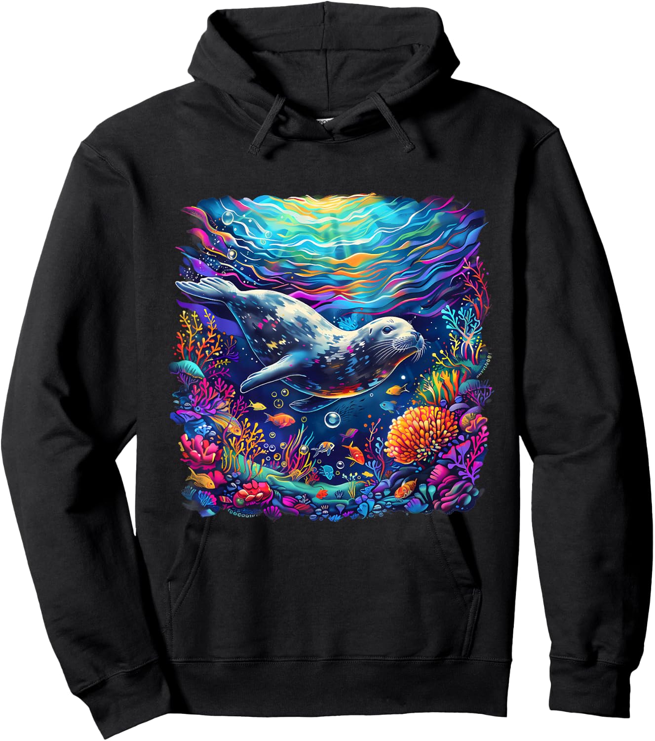 Seal Artwork Marine Mammal Sea Ocean Animal Ocean Sea Seal Hoodie - Hoodie | Black