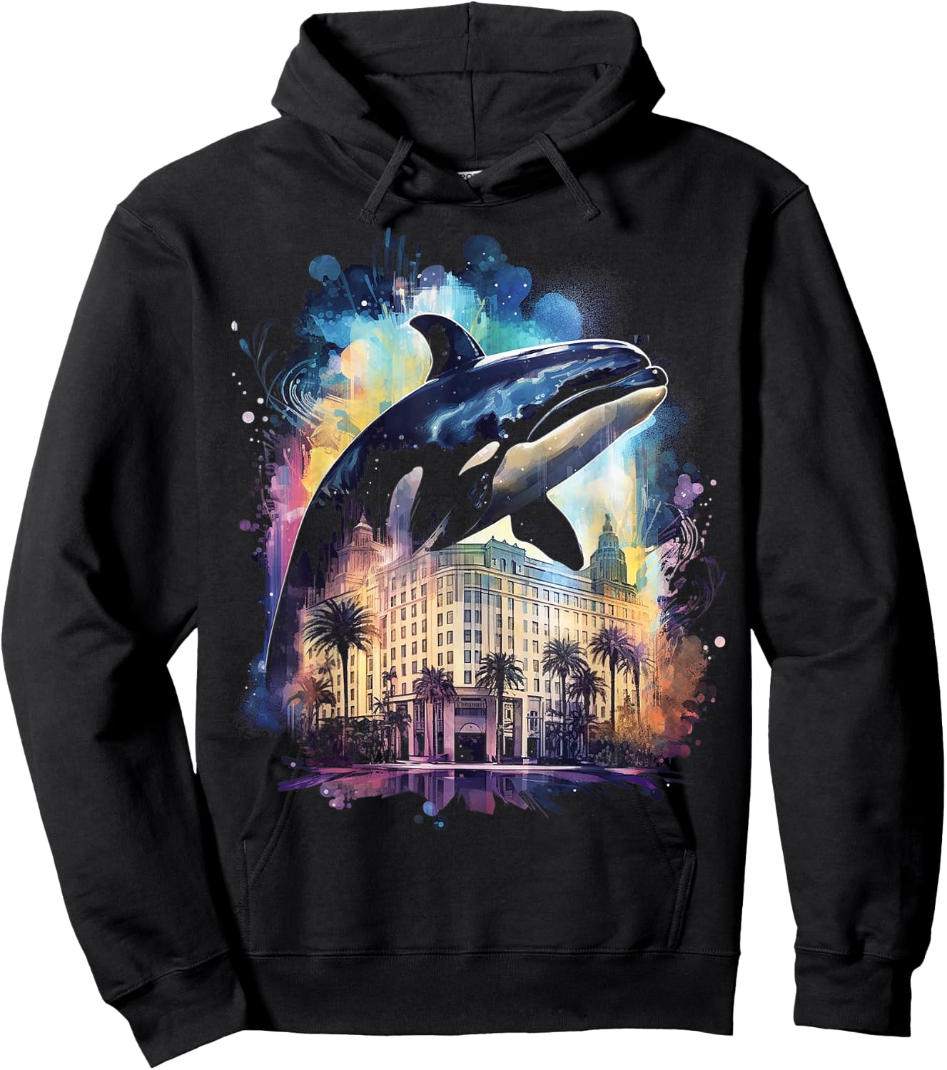 Whale Nature Abstract Animal Painting Art Graphic Whale Hoodie - Hoodie | Black