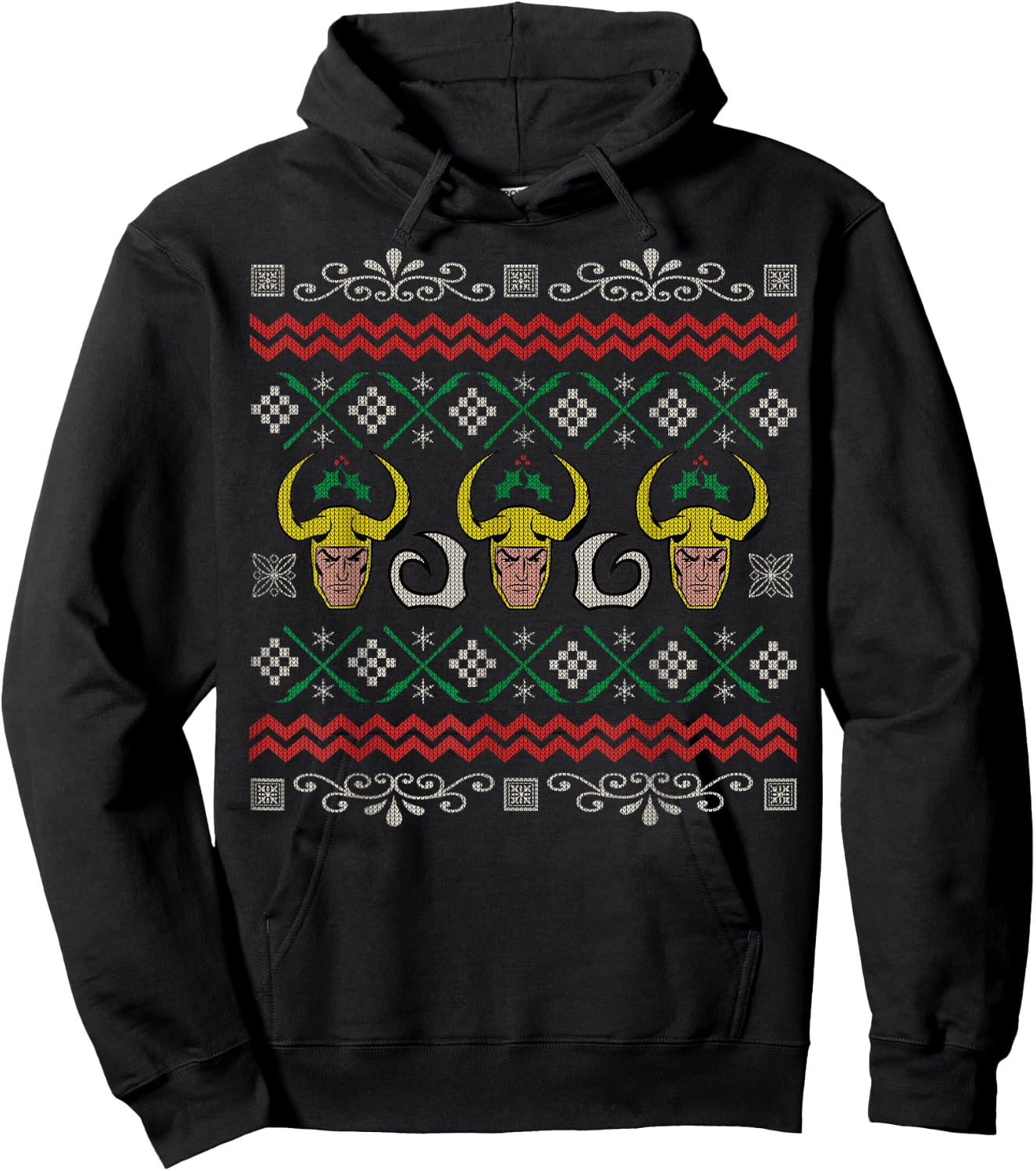 Marvel Loki Ugly Christmas Sweater Graphic Hoodie - Hoodie | Black