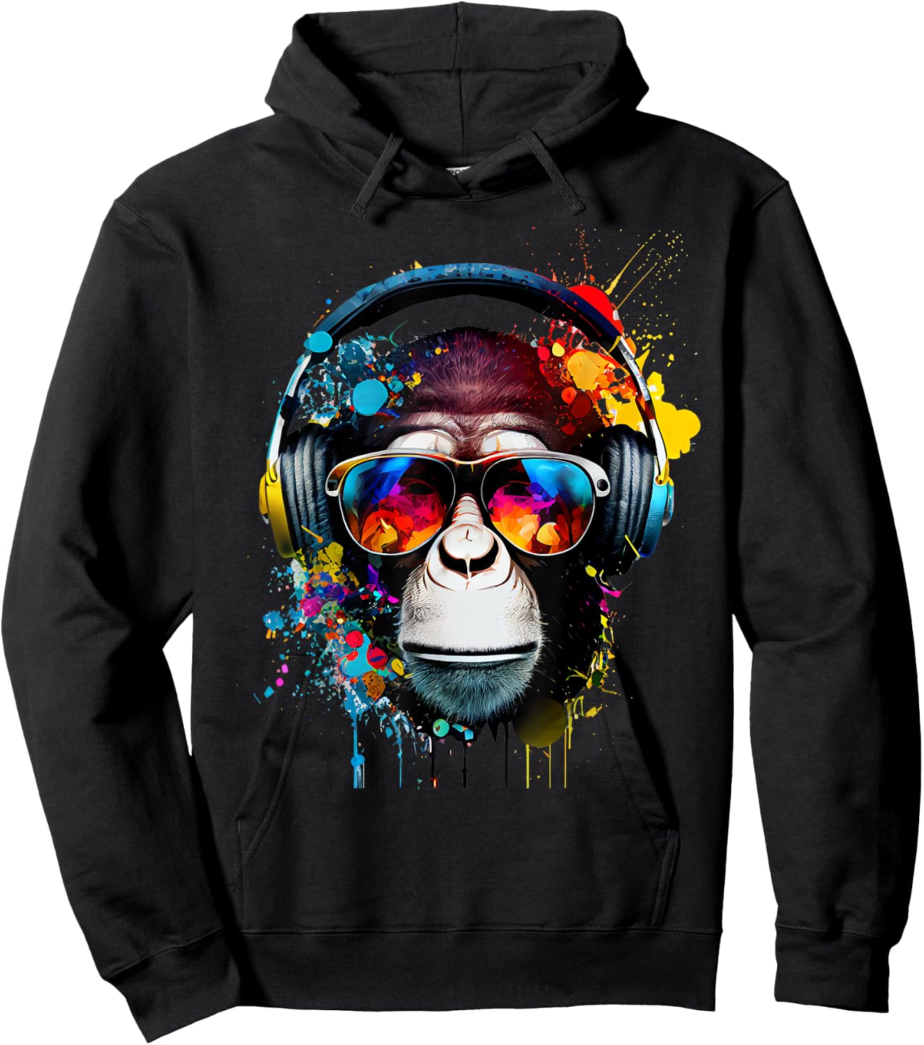 DJ Monkey Monkey with Sunglasses , black Hoodie - Hoodie | Black