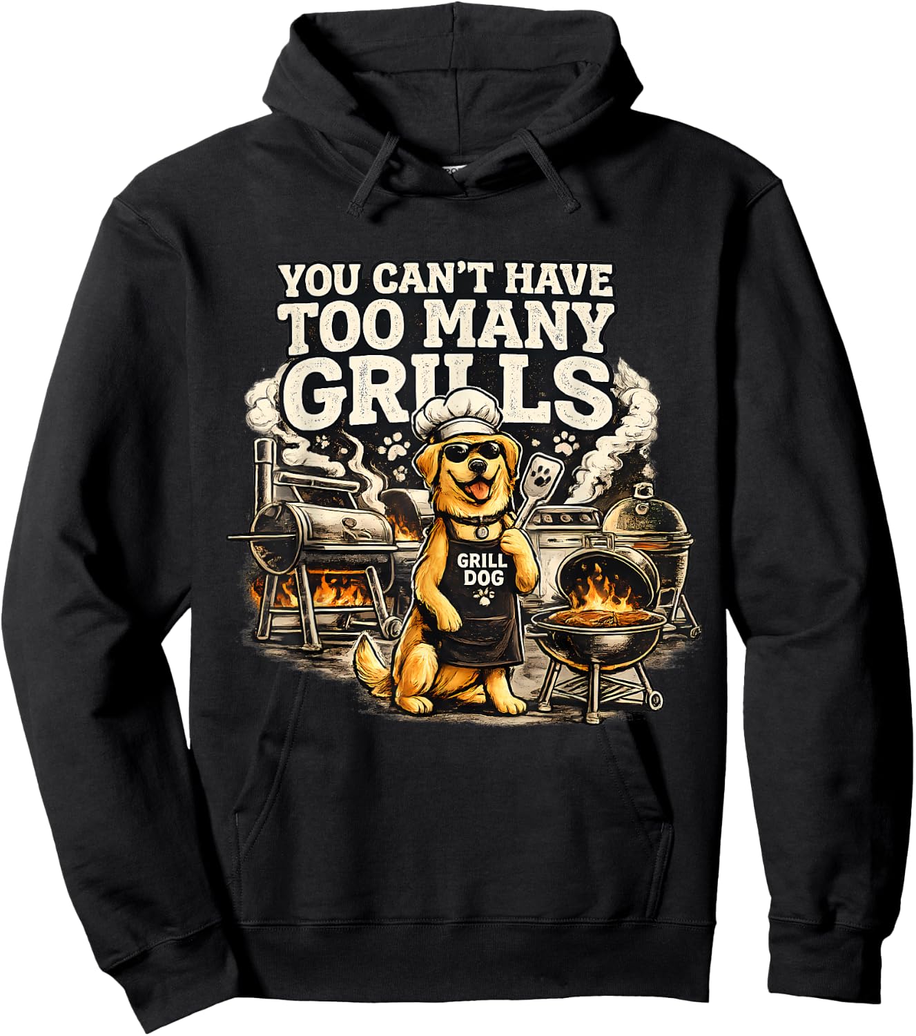 BBQ Dog Dad You Can't Have Too Many Grills Master Barbecue Hoodie - Hoodie | Black