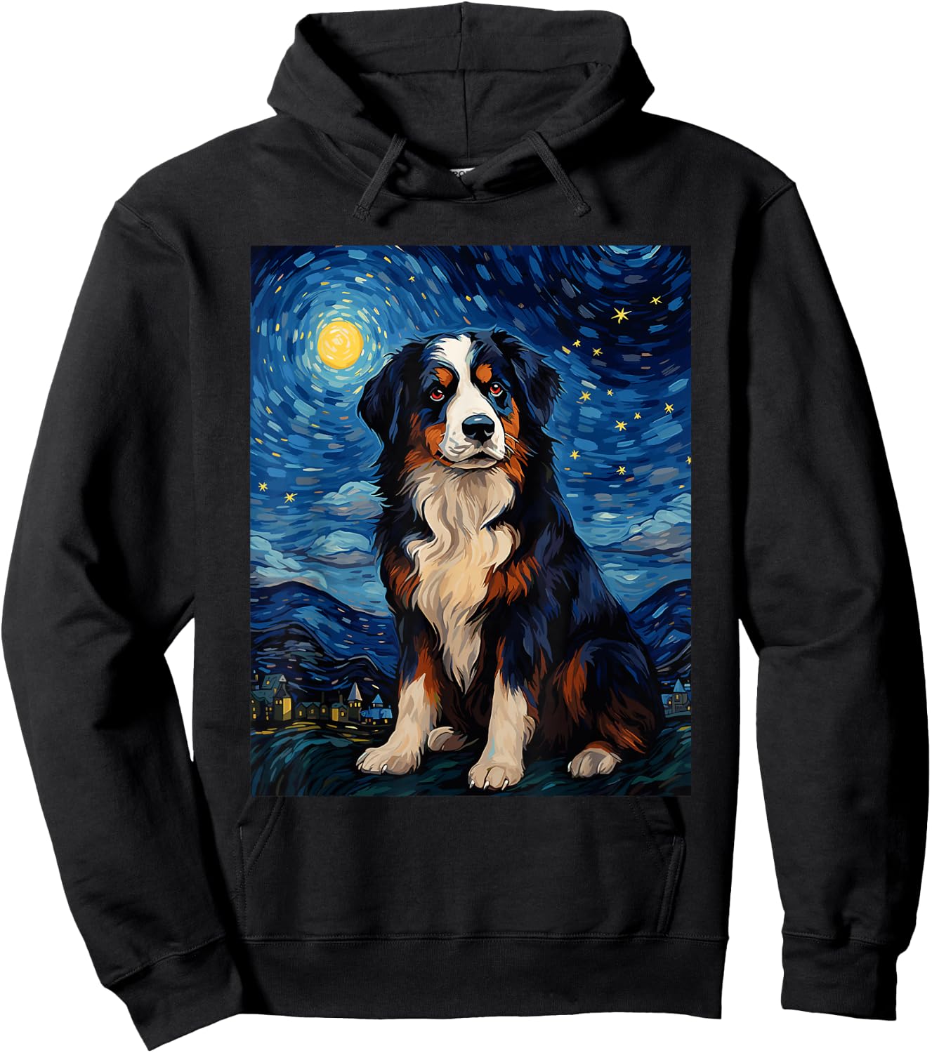 Dog Bernese Mountain Starry Night Van Gogh Art Lover Hoodie - Hoodie | Black