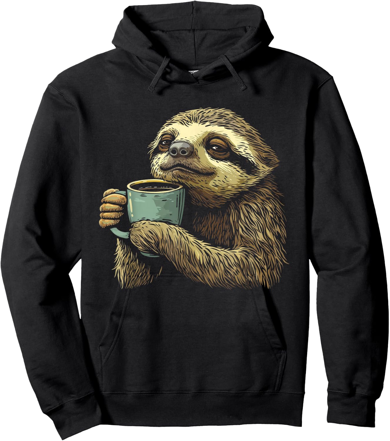 Coffee Sloth Drinking Coffee Barista Funny Animal Cute Hoodie - Hoodie | Black