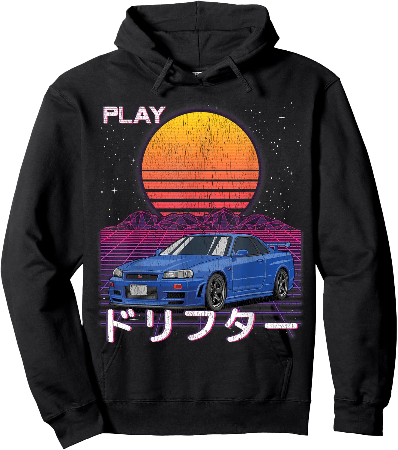 JDM Import Tuner Drift Car Street Racing Synthwave Aesthetic Hoodie - Hoodie | Black