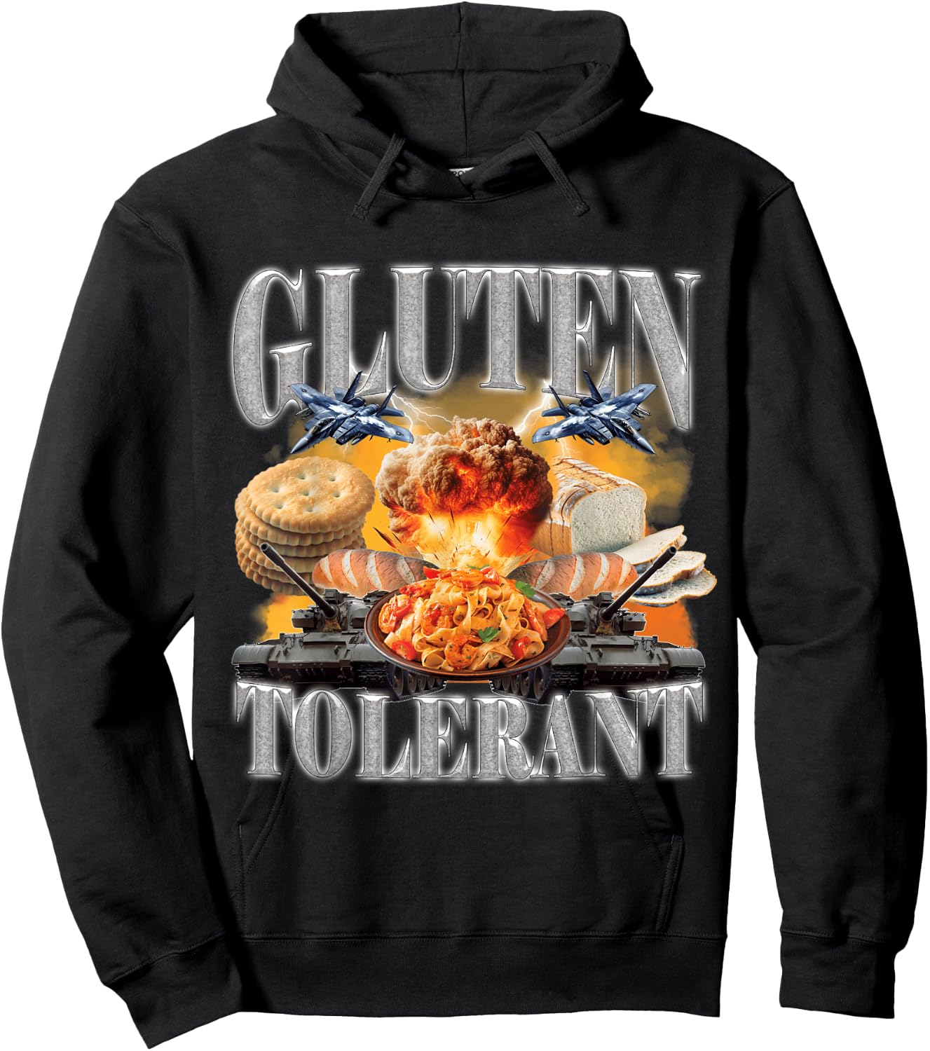 Gluten Tolerant Funny Sarcastic Gluten Tolerance Meme Humor Hoodie - Hoodie | Black