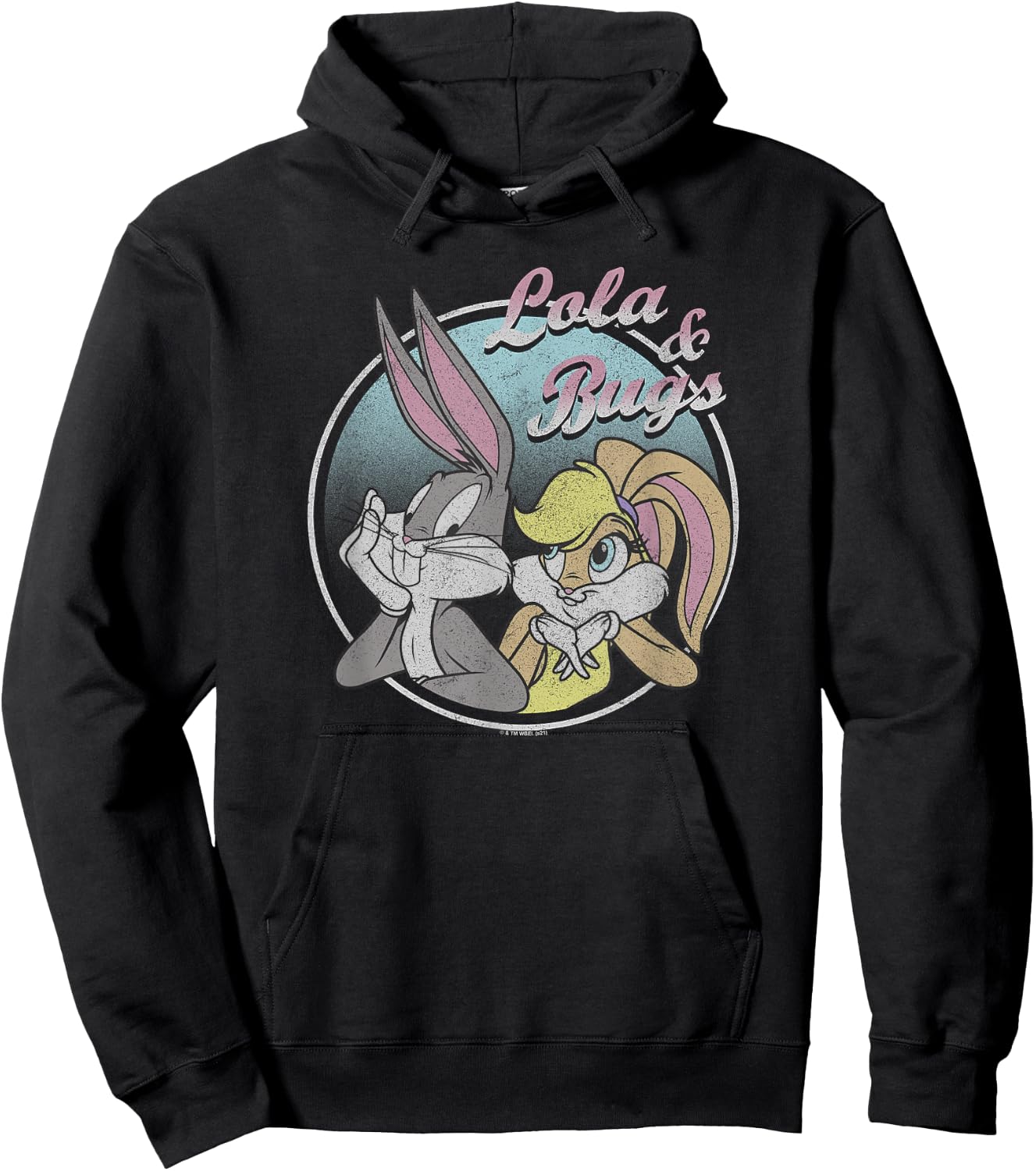 Looney Tunes Lola & Bugs Circle Portrait Pastel Hoodie - Hoodie | Black