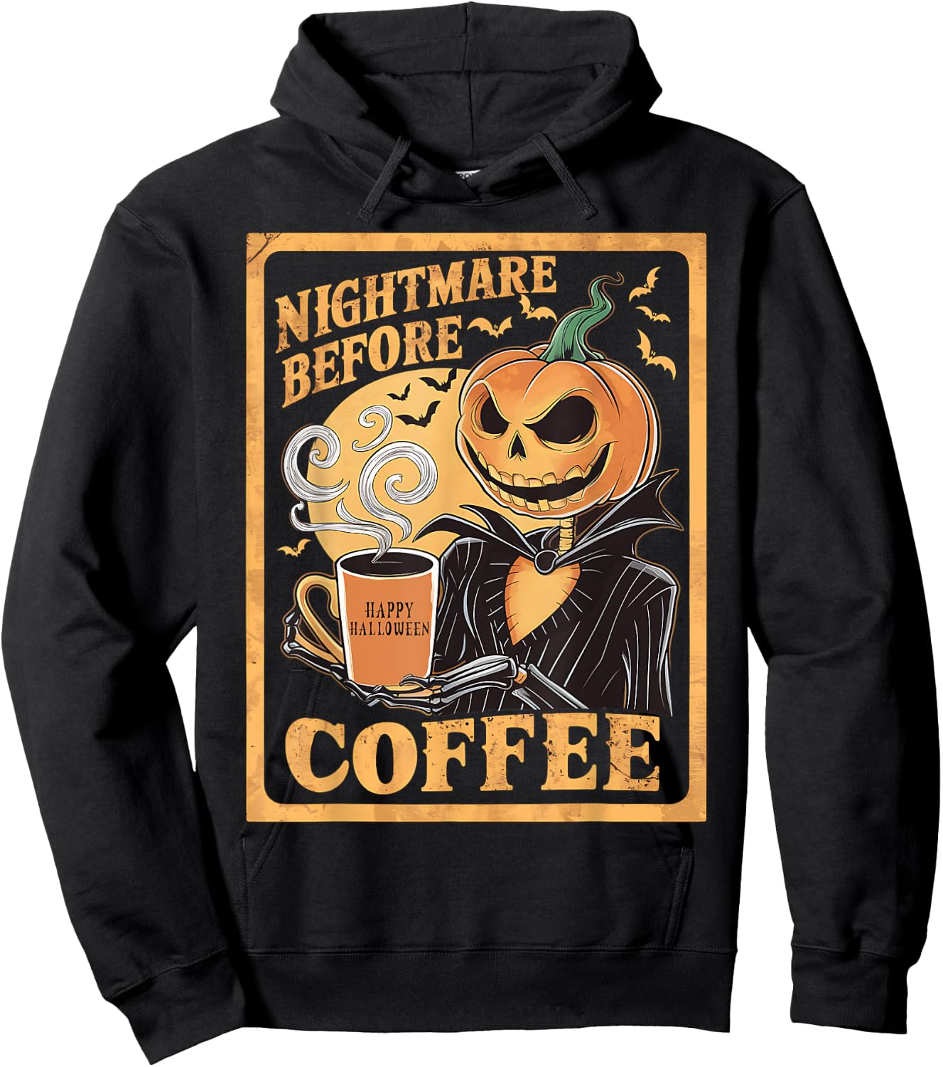 Nightmare Before Coffee Christmas Skeleton Funny Halloween Hoodie - Hoodie | Black