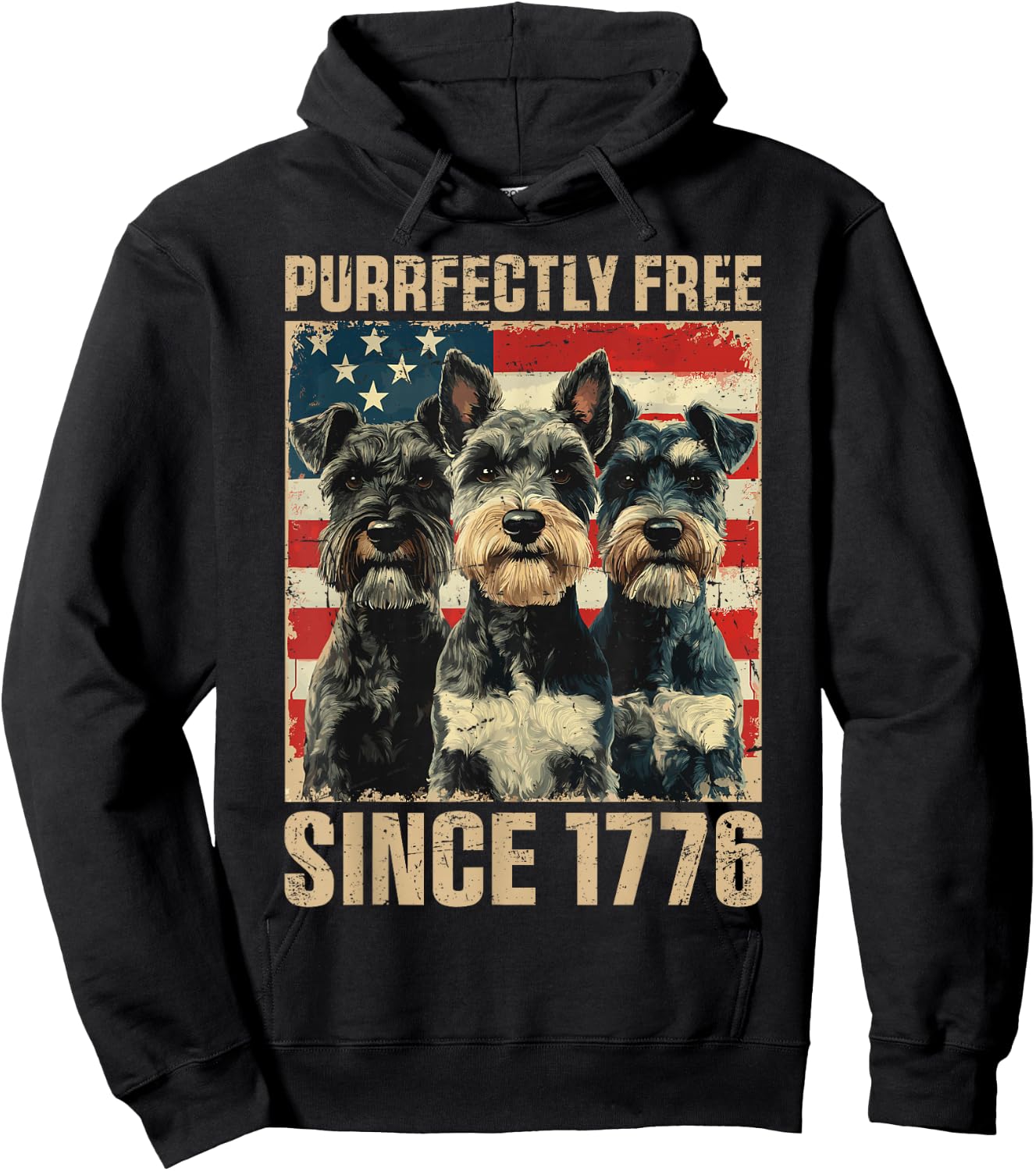Purrfectly Free Miniature Schnauzer Dog Lover 4th Of July Hoodie - Hoodie | Black