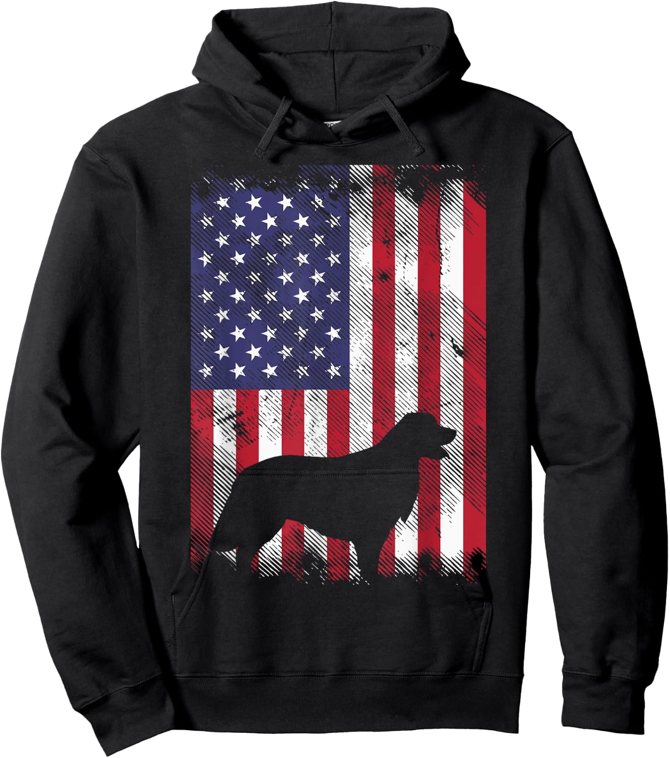 America Flag Golden Retriever 4th Of July US Patriotic Dog Hoodie - Hoodie | Black