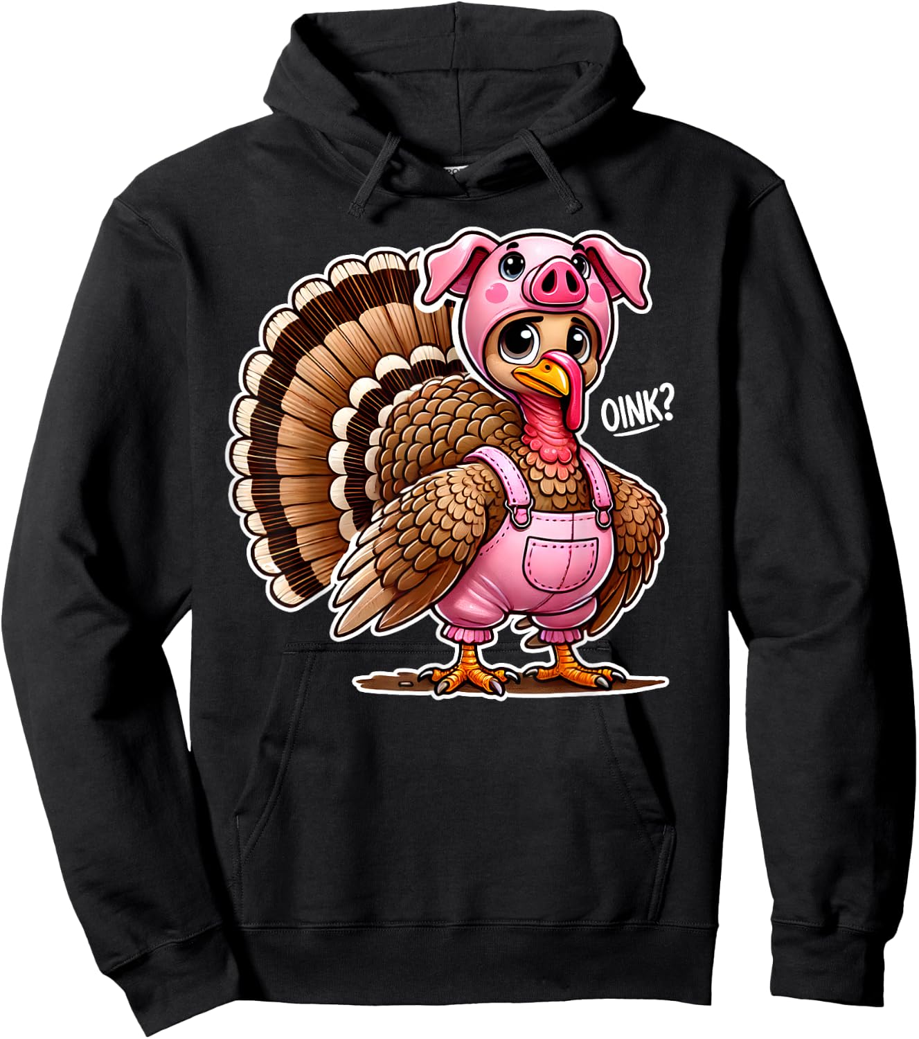 Thanksgiving Turkey Disguised As Pig Funny Farm Animal Humor Hoodie - Hoodie | Black