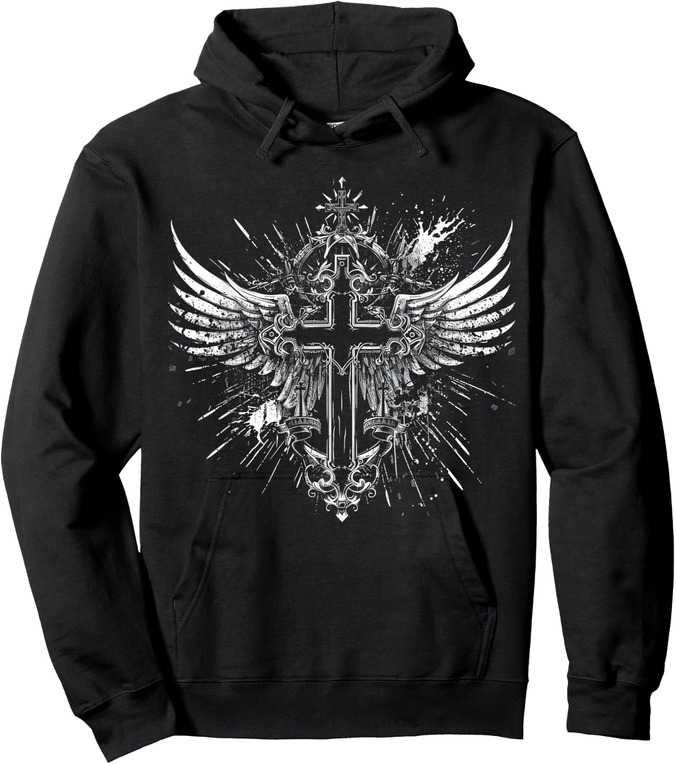 Cross Wings Y2K Alt Grunge Emo Aesthetic Gothic Print , black Hoodie - Hoodie | Black
