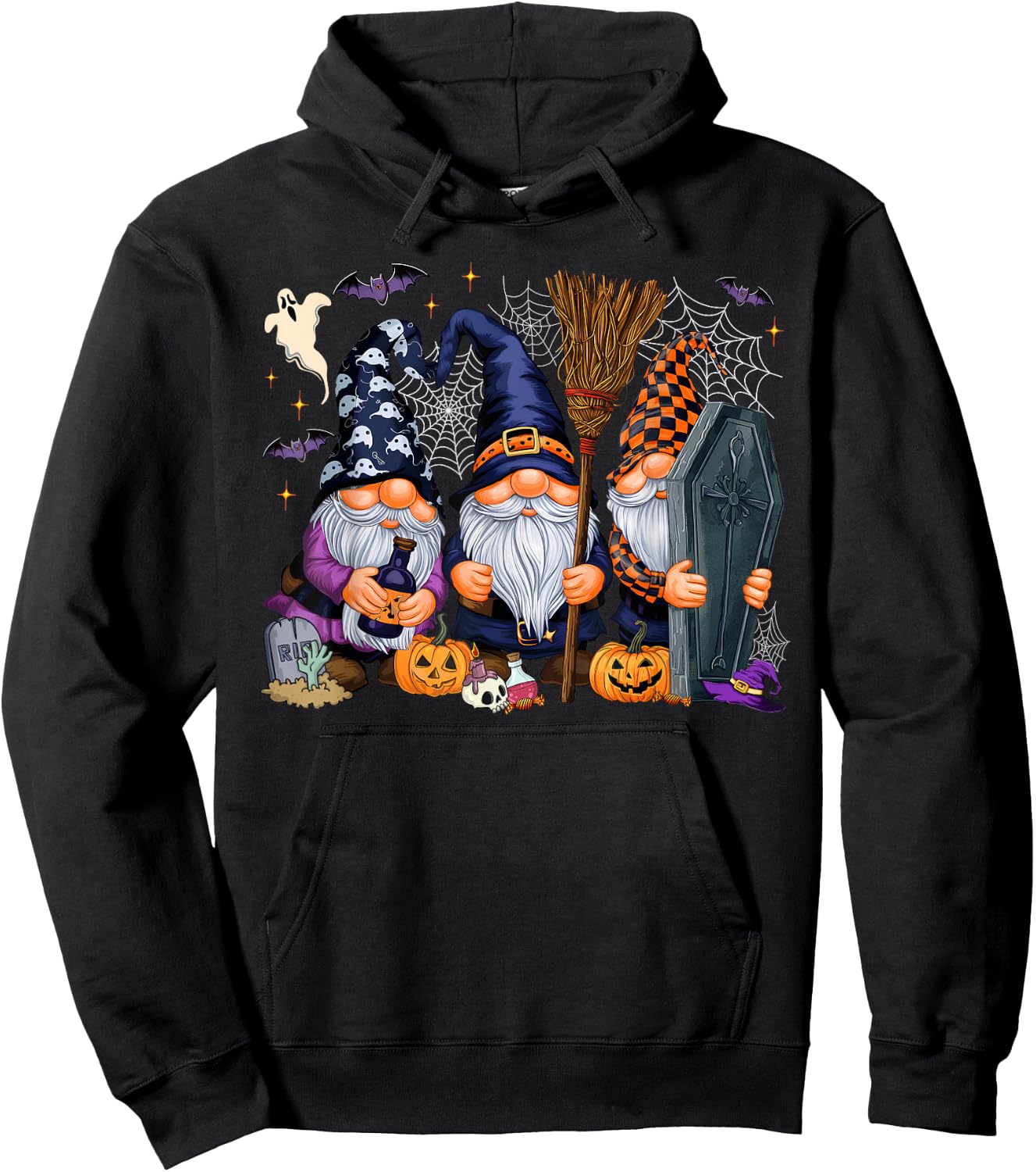 Gnome Witch Halloween Pumpkin Autumn Fall Holiday 2024 Hoodie - Hoodie | Black