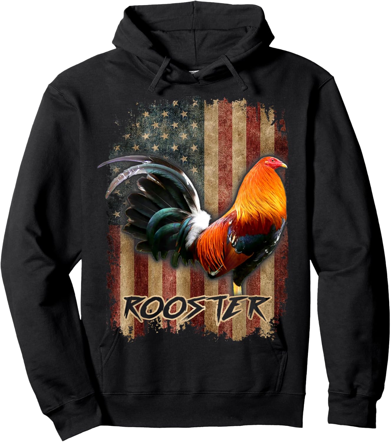Rooster Shirt Cock Fight US Flag Hoodie - Hoodie | Black