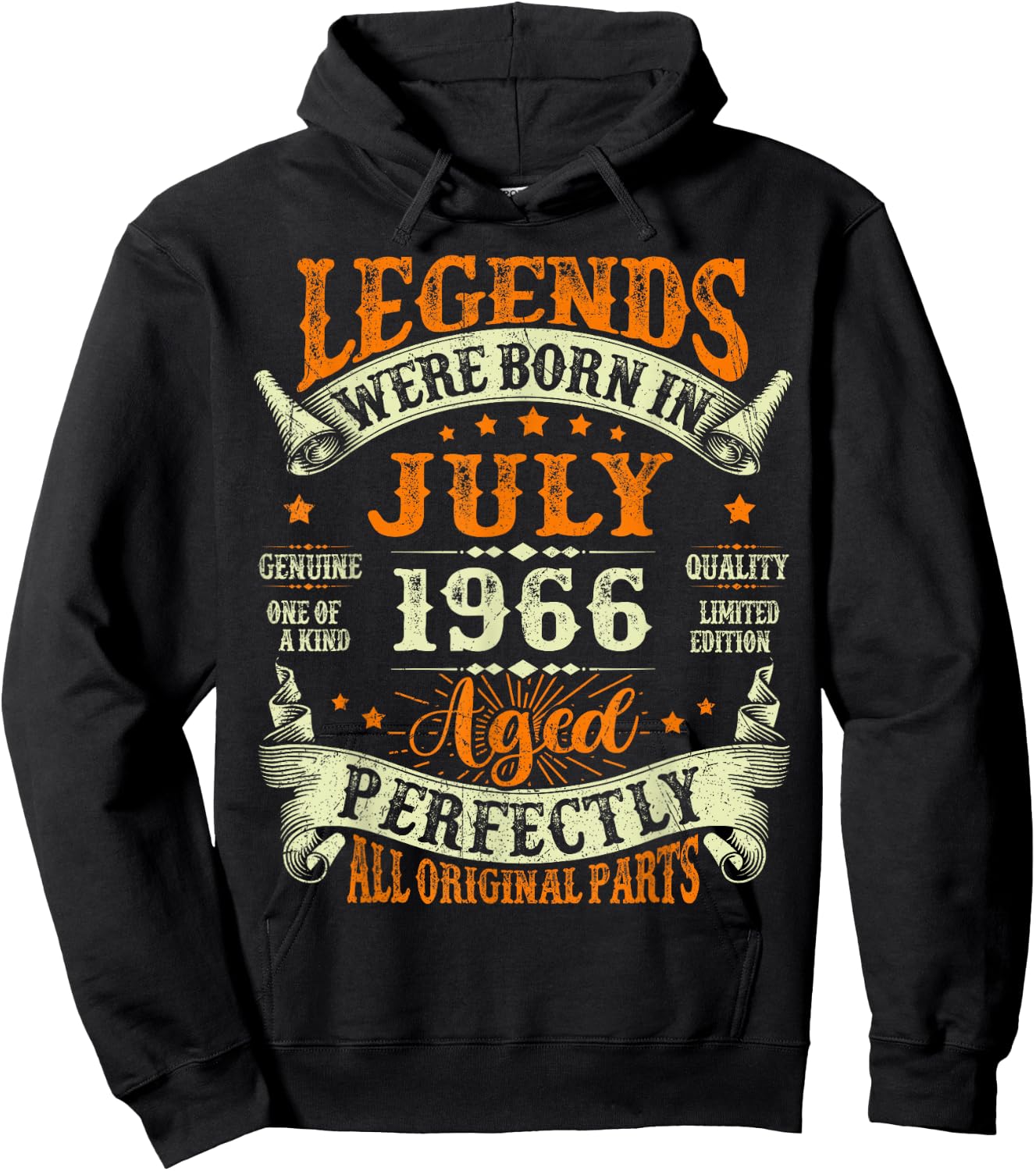 Legends were Born in July 1966 Retro 60th Birthday Men Women Hoodie - Hoodie | Black