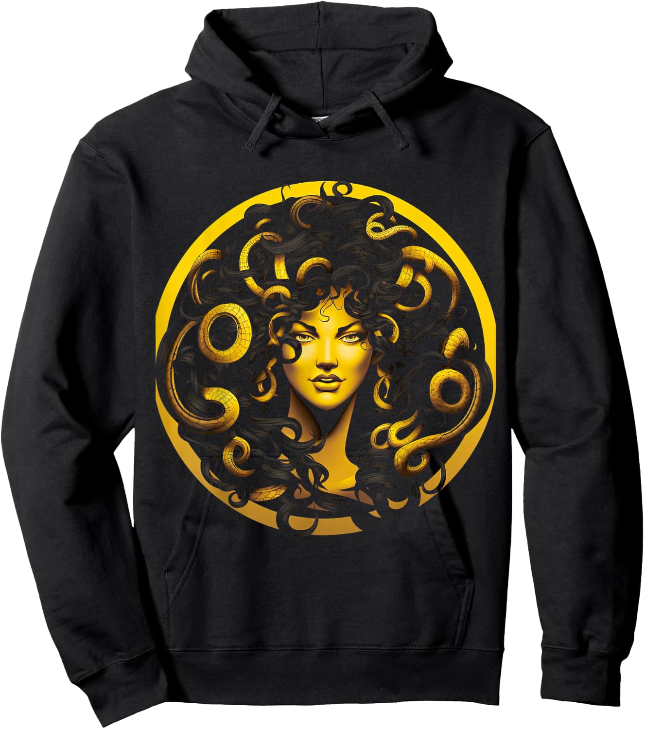 Yellow Medusa Head Greek Mythology Ancient Snake Hoodie - Hoodie | Black