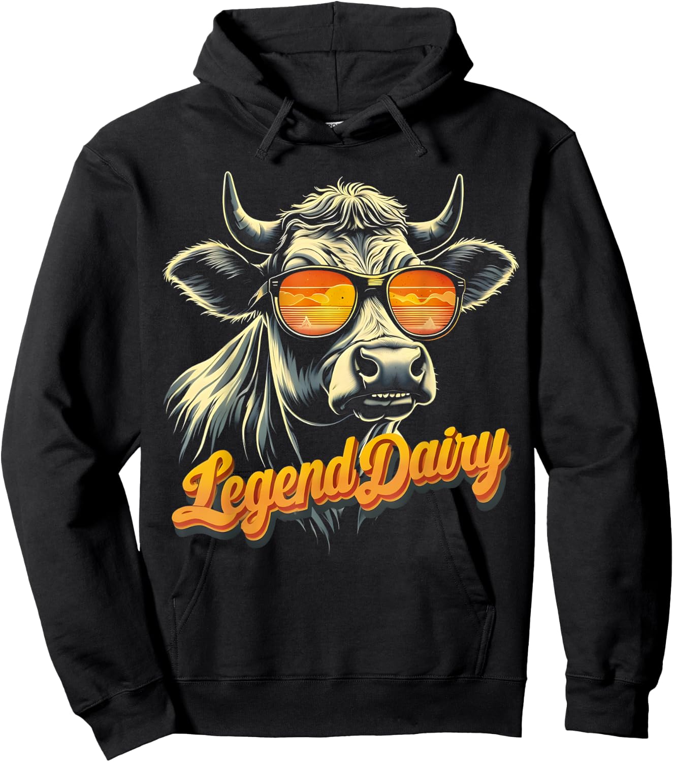 Legend Dairy Funny Farmer Cow Pun Graphic Hoodie - Hoodie | Black