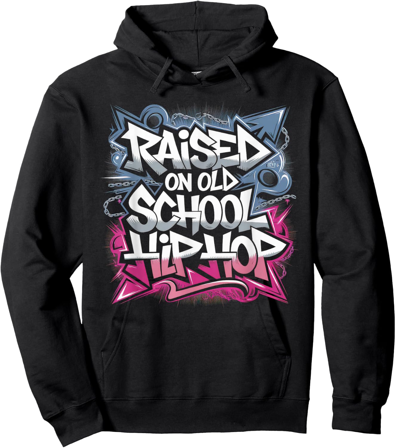 RAISED ON OLD SCHOOL HIP HOP Cassette Graffiti Rap Hoodie - Hoodie | Black