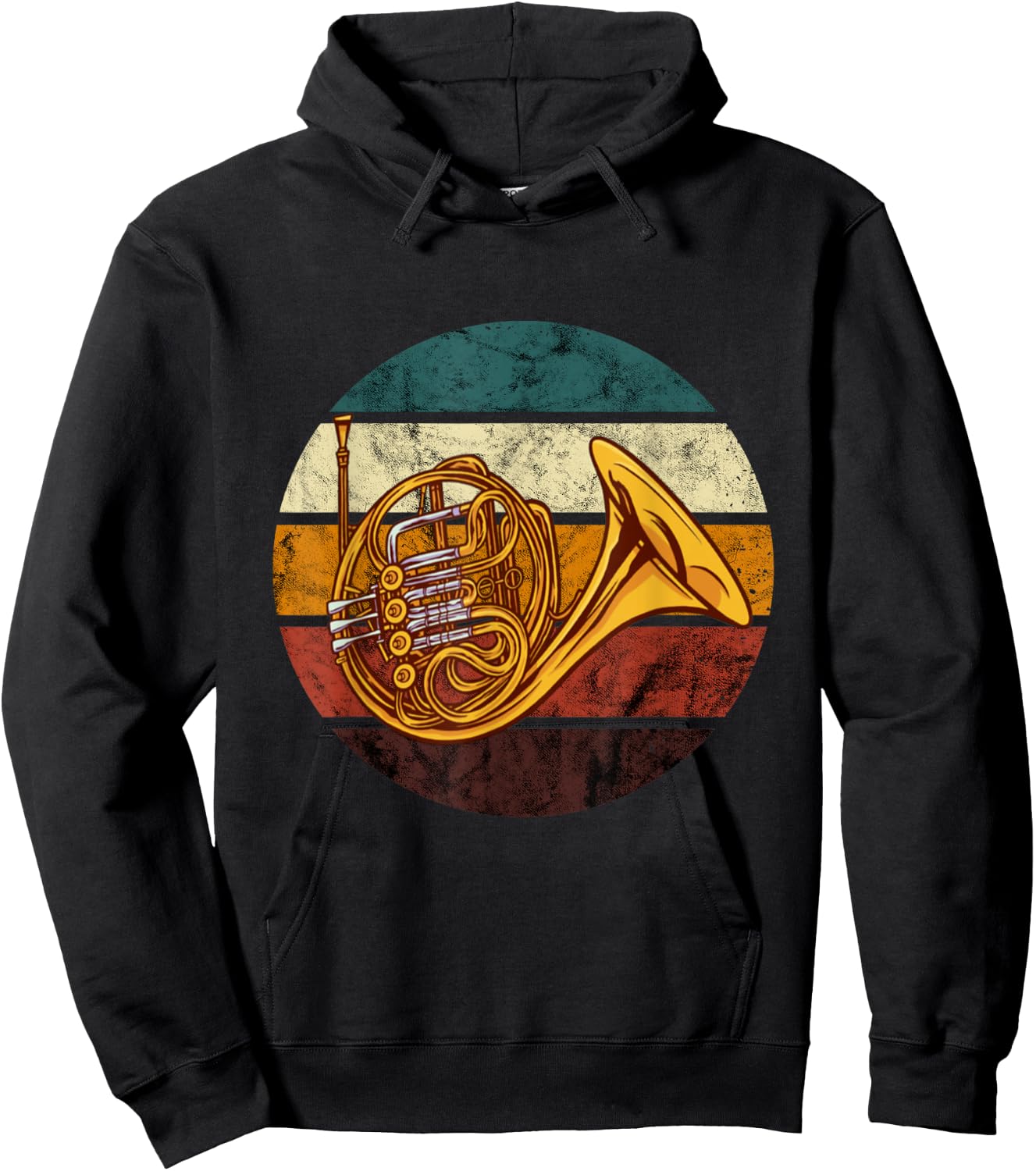 French Horn Player Retro Brass Instrument French Horn Hoodie - Hoodie | Black