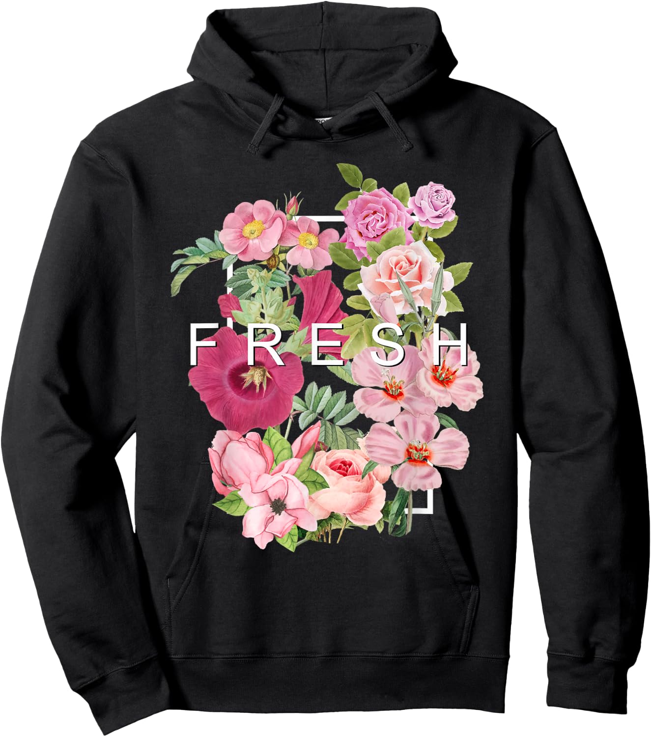 Graphique de couleur rose fleurs fraîches Hoodie - Hoodie | Black