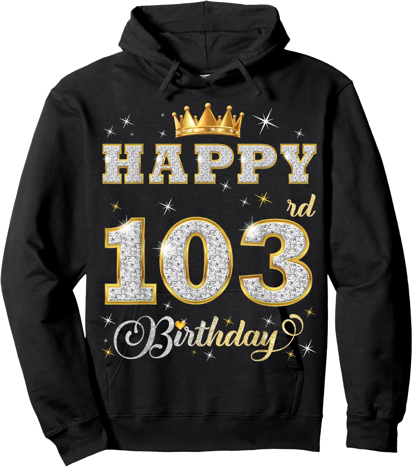 Happy 103rd Birthday 103 Years Old Women Men Birthday Party Hoodie - Hoodie | Black