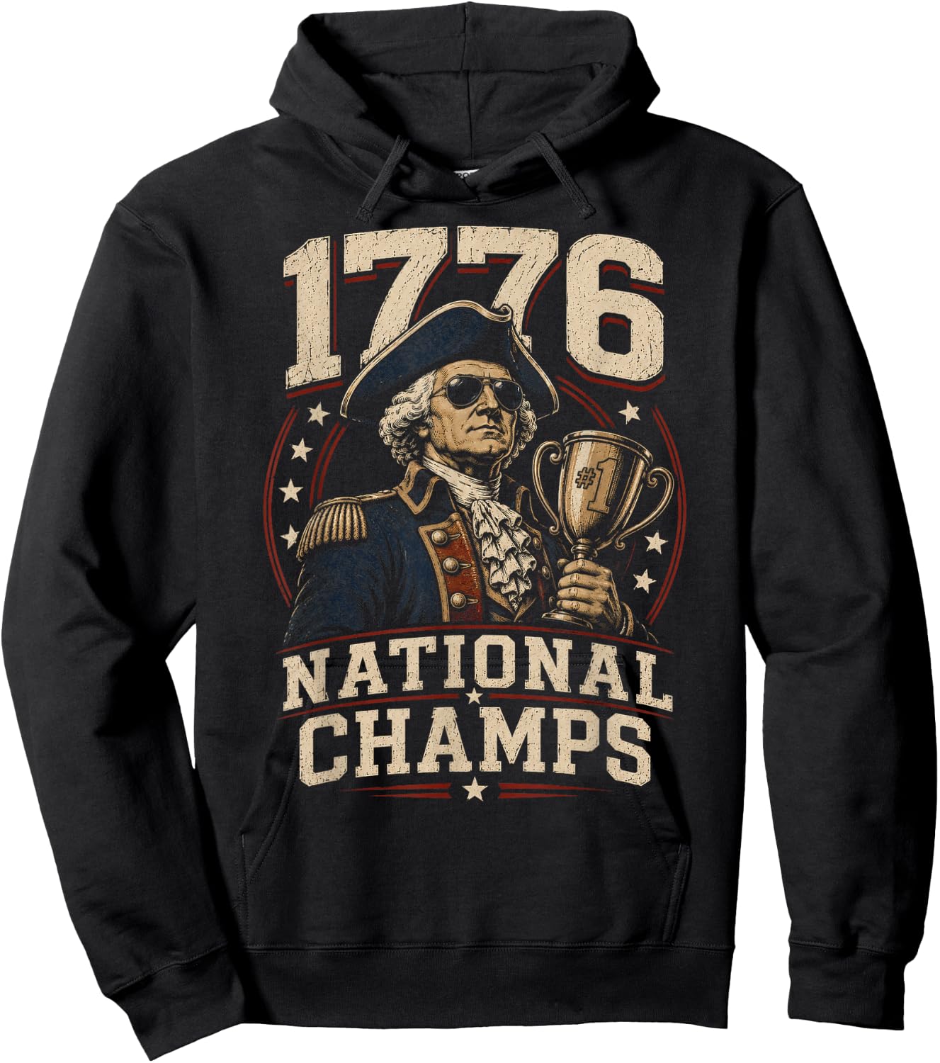 1776 National Champs George Washington Funny Patriotic Hoodie - Hoodie | Black