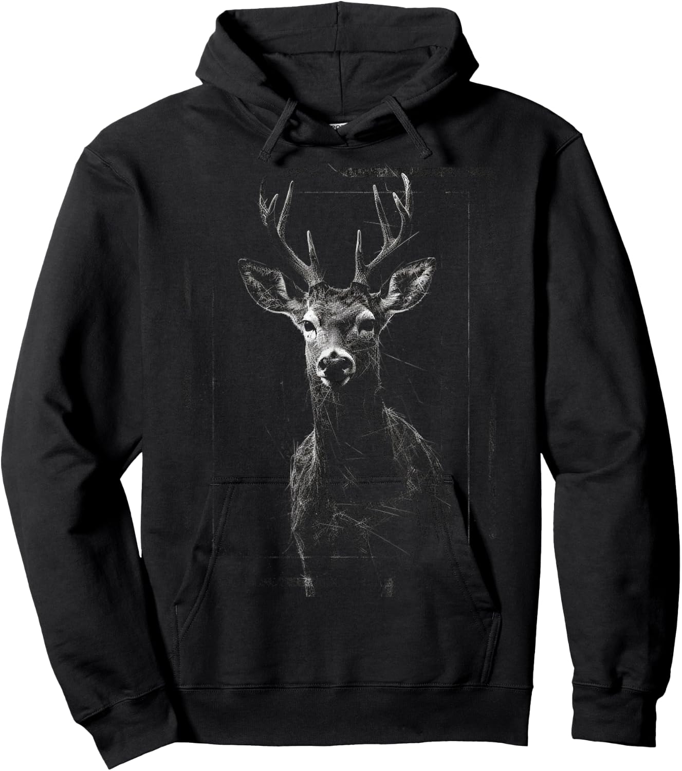 Hirsch Artwork Motiv - Kunst Tier Hirsch Hoodie - Hoodie | Black