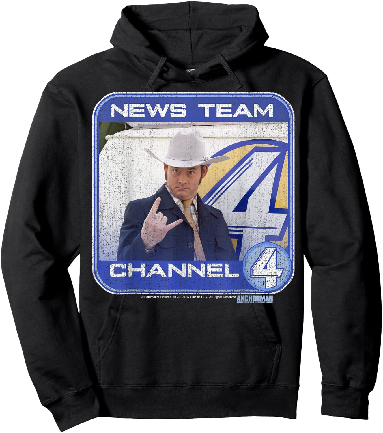Anchorman Champ Kind Channel Four Portrait Panel Hoodie - Hoodie | Black