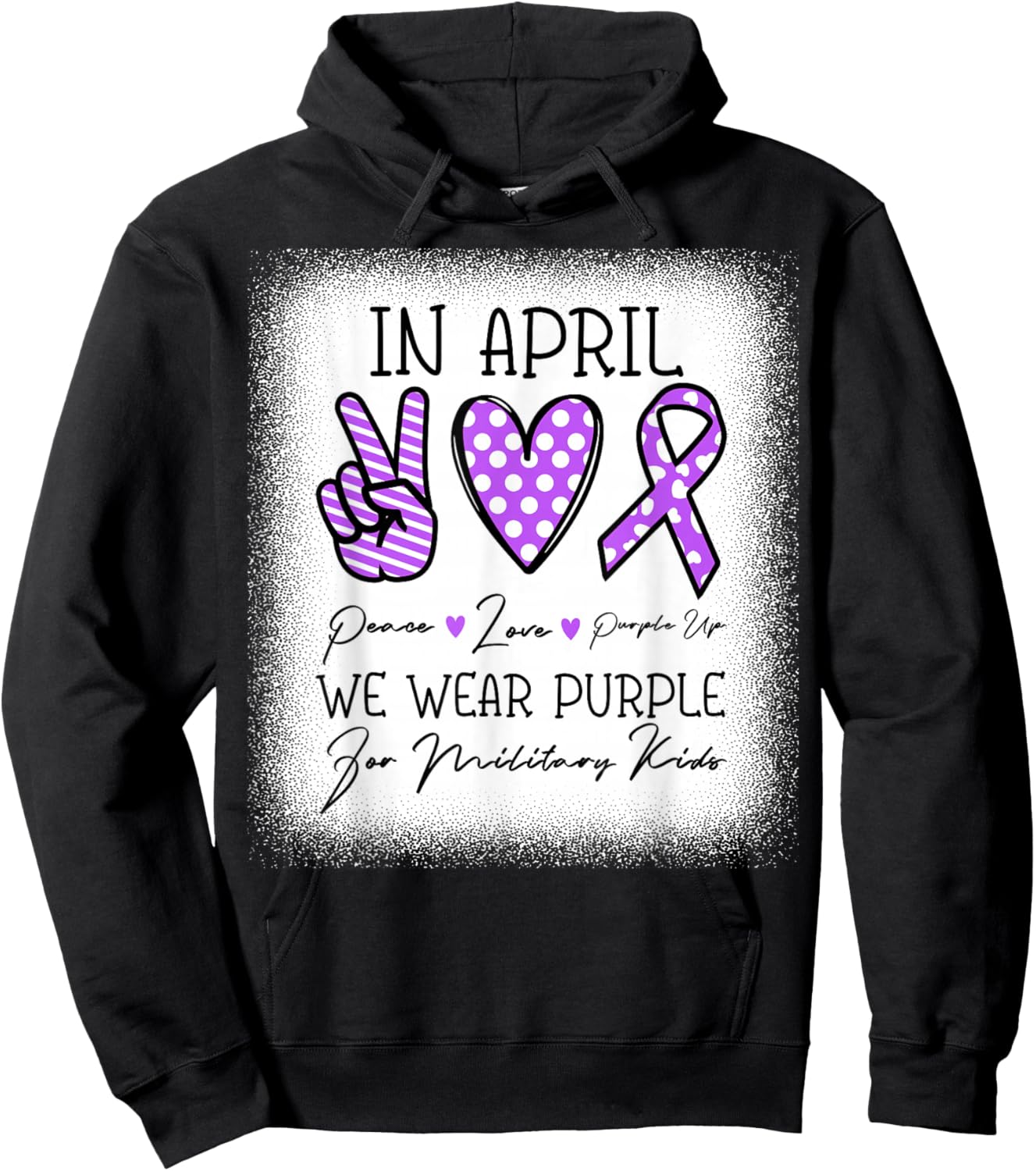 Peace Love Purple Up In April We Wear Purple Military Kids Hoodie - Hoodie | Black