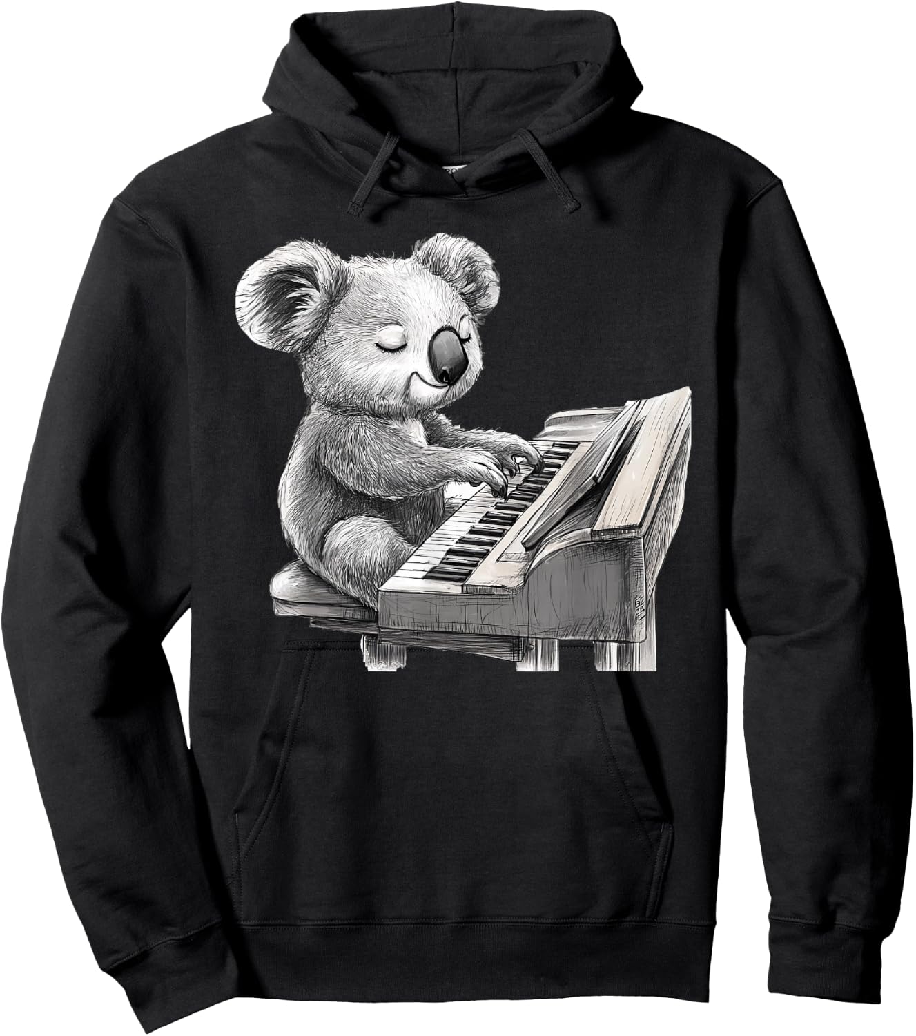 Cute Koala Bear Playing Piano Musician Music Hoodie - Hoodie | Black