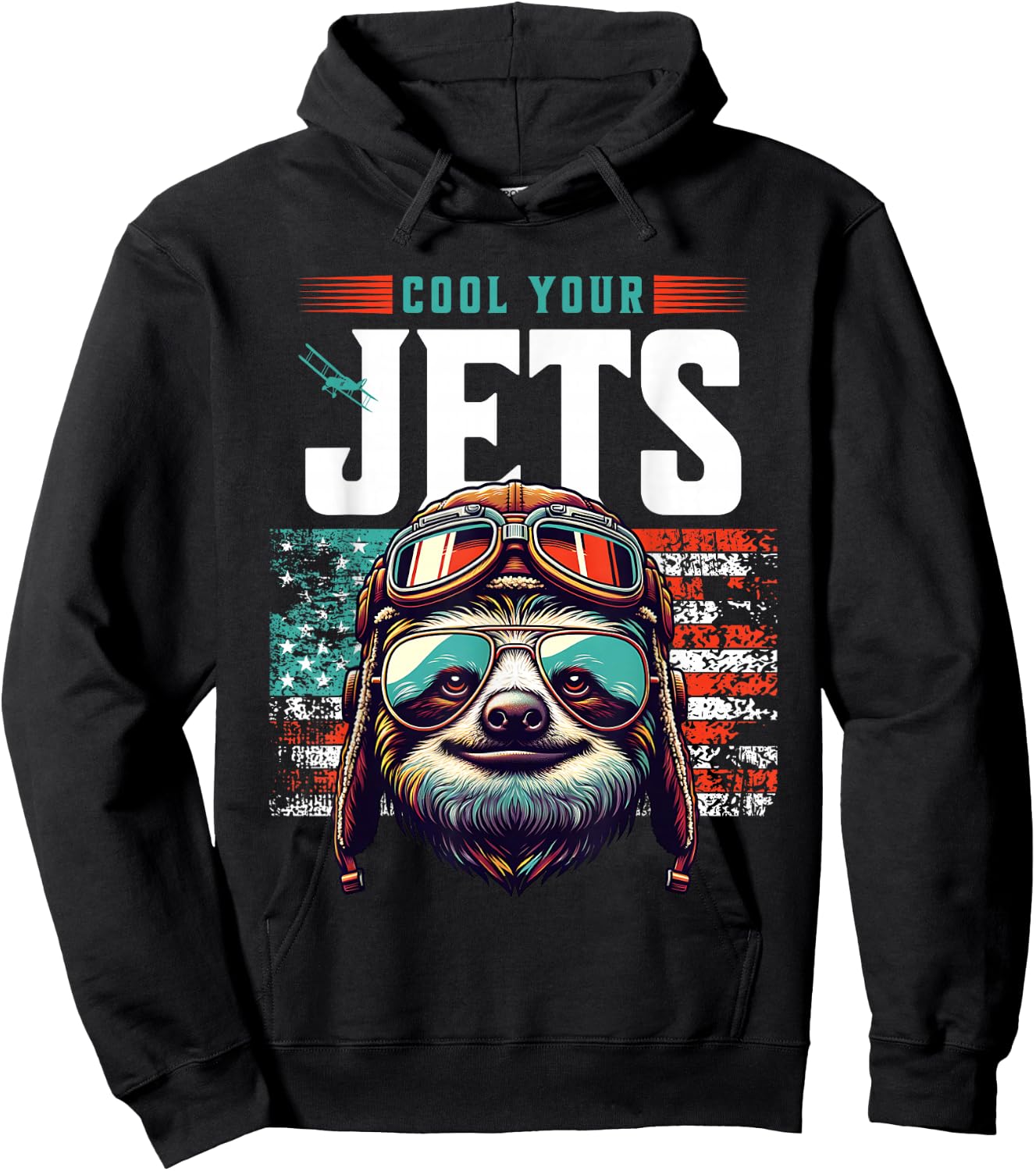 Cool Your Jets Funny Sloth Aviation Pilot Humor Hoodie - Hoodie | Black