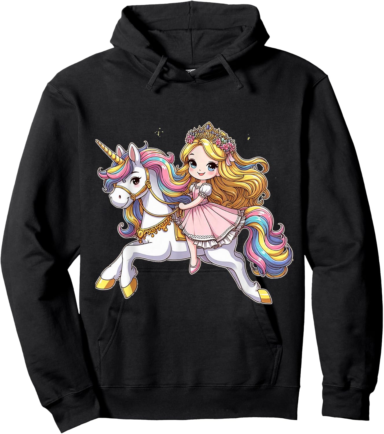 Princess Riding a Unicorn Boys Girls Men Women Children Adult , black, S Hoodie - Hoodie | Black