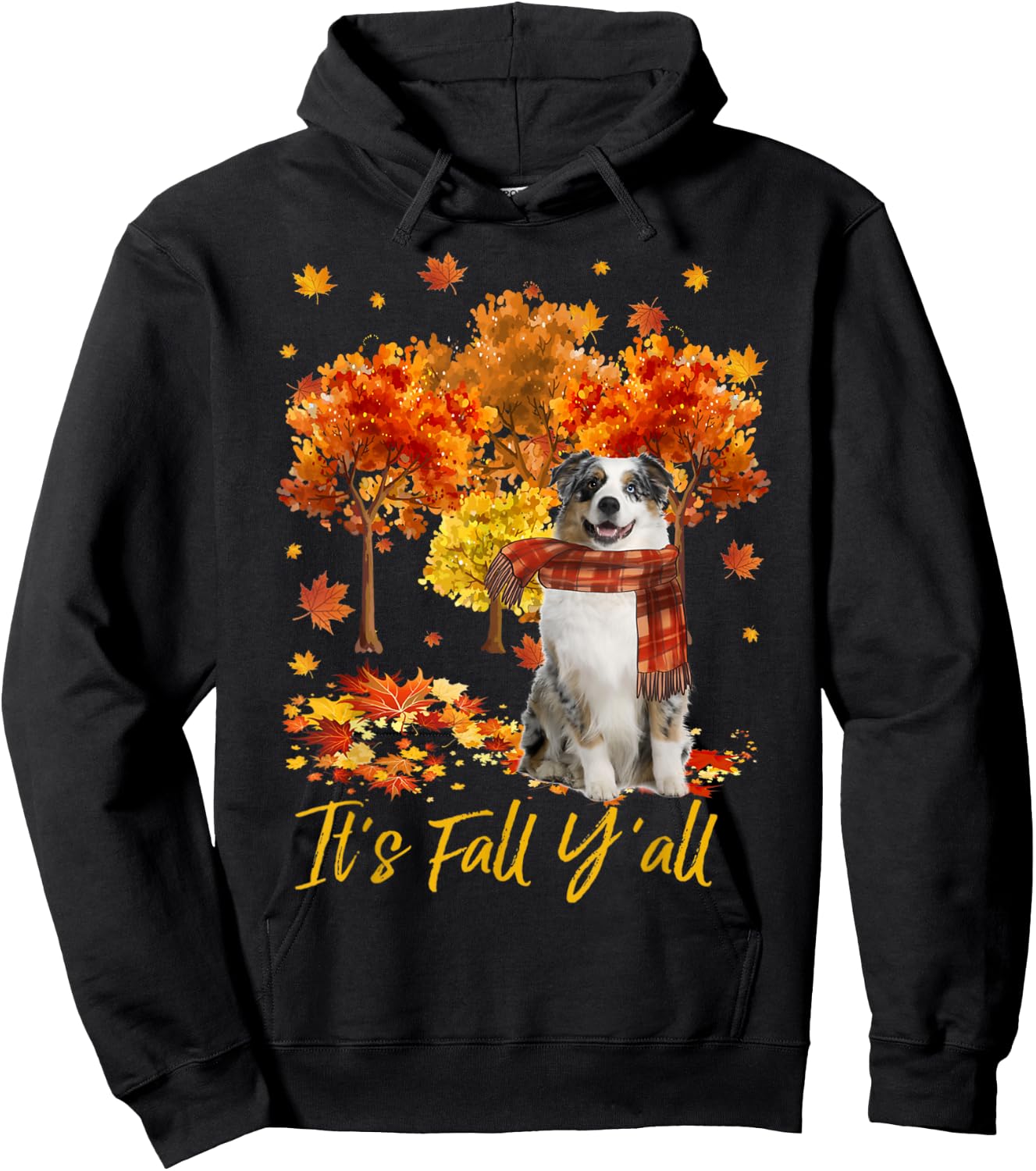 It's Fall Y'all Aussie Dog Tree Pumpkin Fall Autumn Men Women Hoodie - Hoodie | Black