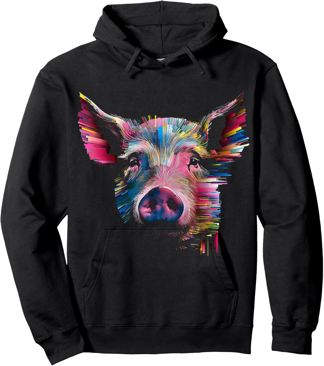 Pig Abstract Geometric Animal Colorful Art Graphic Pig Hoodie - Hoodie | Black