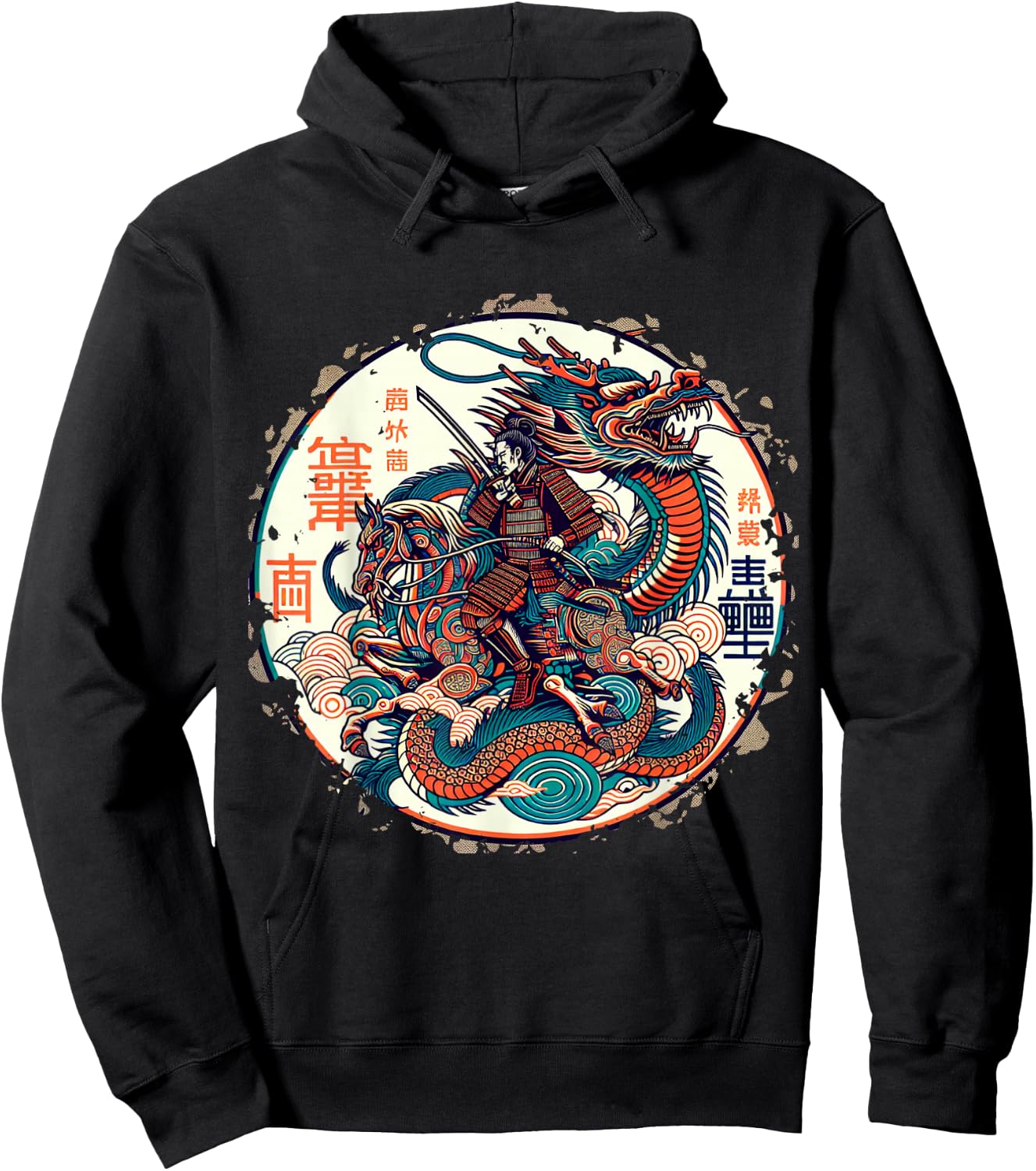 Folklore Dragon Samurai Japanese Anime , black Hoodie - Hoodie | Black