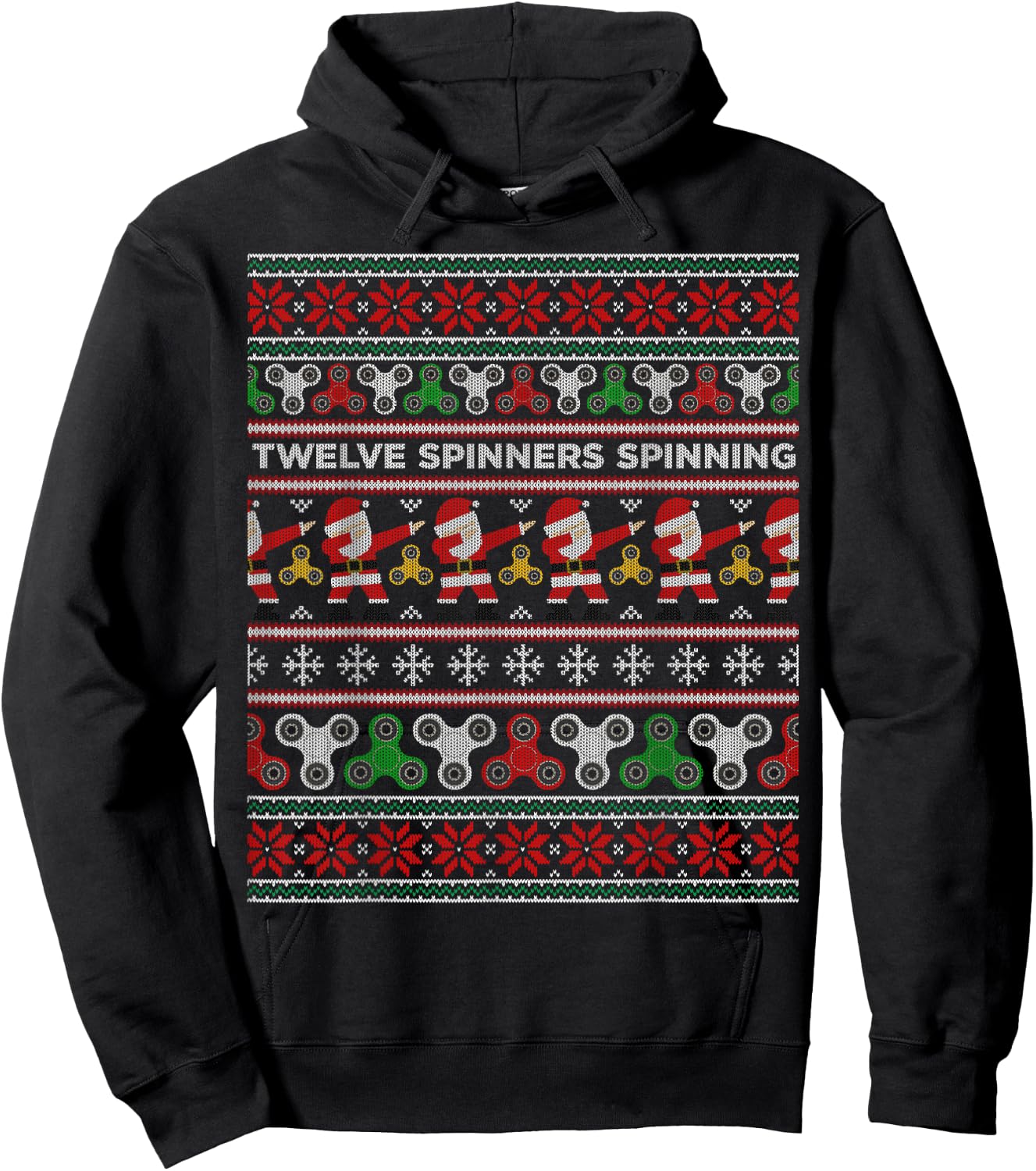 Fidget Spinner Ugly Christmas Sweater Dabbing Santa Hoodie - Hoodie | Black
