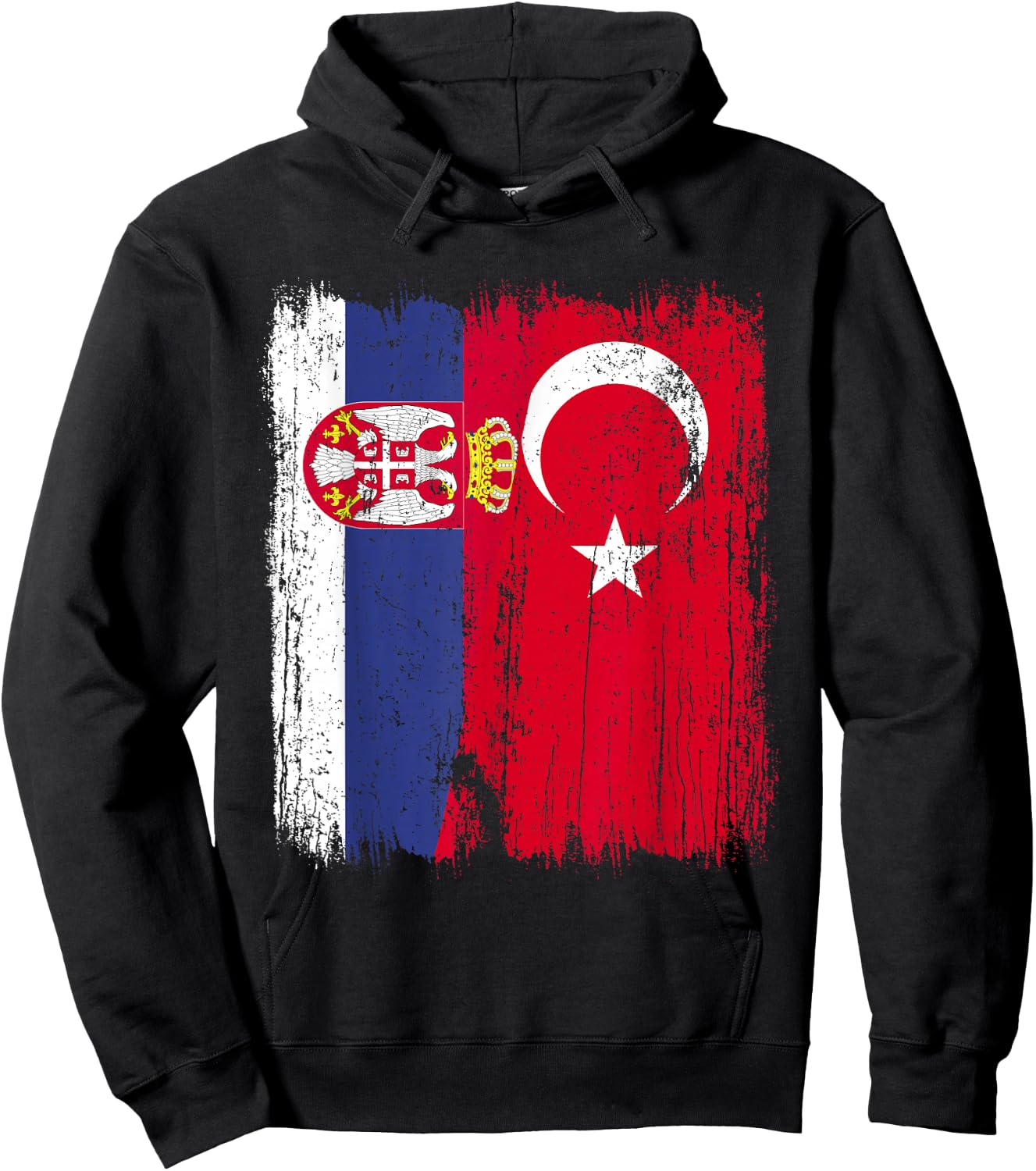 Serbia Turkey Half Flag Turkiye Serbian Turkish Jersey Hoodie - Hoodie | Black