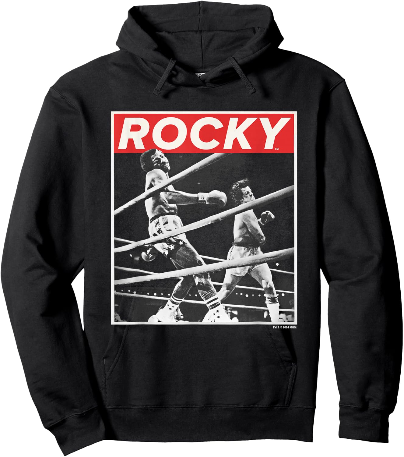 Rocky Savage Punch Apollo Creed Fight Vintage Panel , Black, S Hoodie - Hoodie | Black