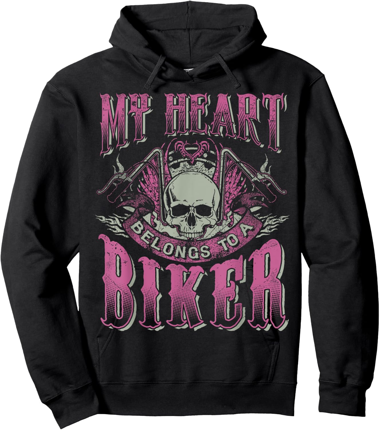 Motorcycle Babe Gift Wife Mom My Heart Belongs To A Biker Hoodie - Hoodie | Black