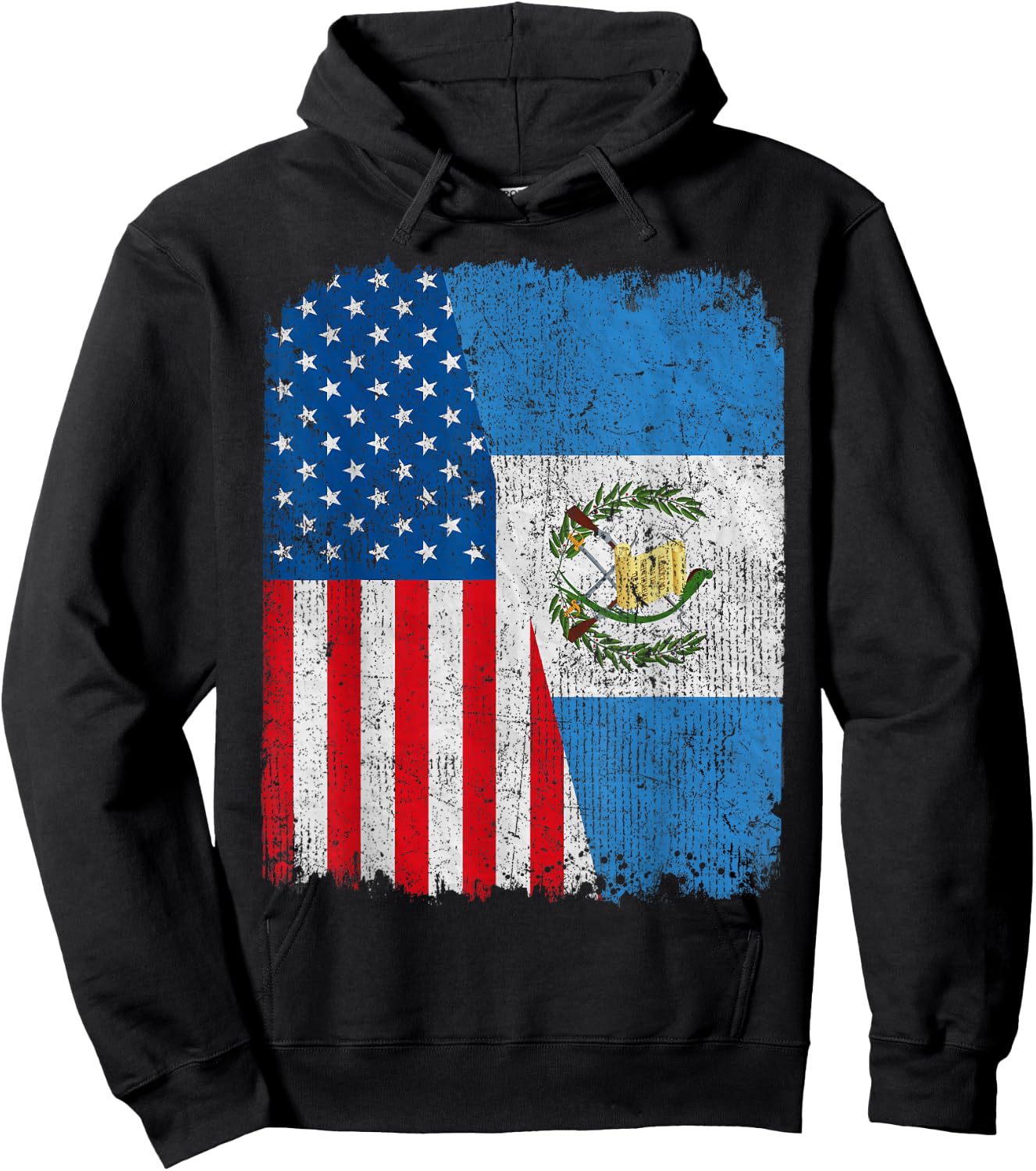 Guatemalan American Flag Half USA Guatemala Root Proud Hoodie - Hoodie | Black