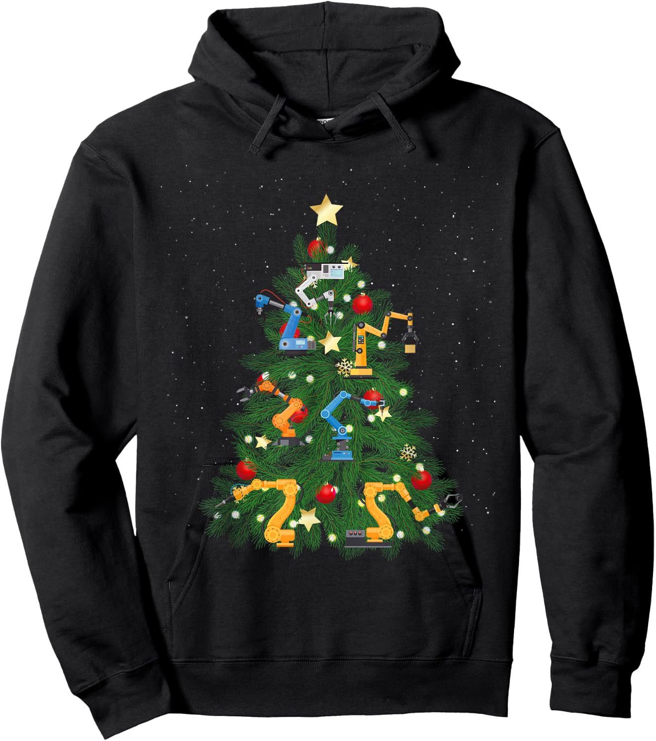 Robot Robotics Engineer Christmas Tree Hoodie - Hoodie | Black