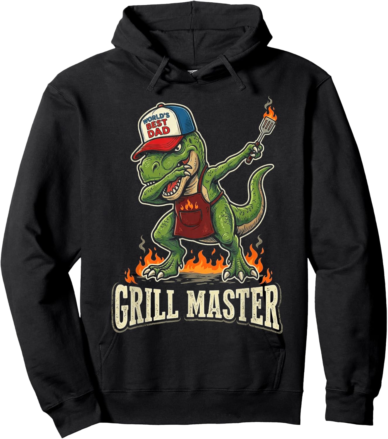 Funny Dinosaur BBQ Grilling Dad Father's Day Summer Cookout Hoodie - Hoodie | Black