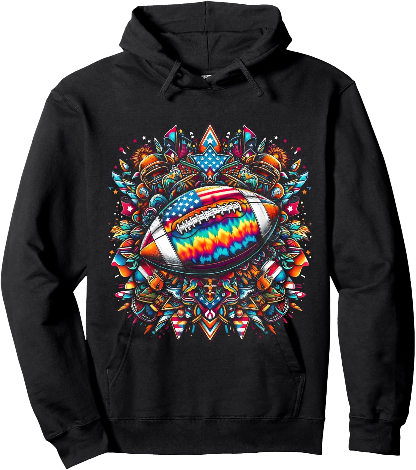 Tie-Dye American Football Hoodie - Hoodie | Black
