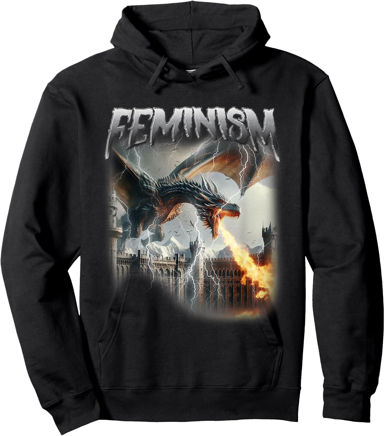 Feminism Dragon Fantasy Feminist Dark Academia Women Hoodie - Hoodie | Black