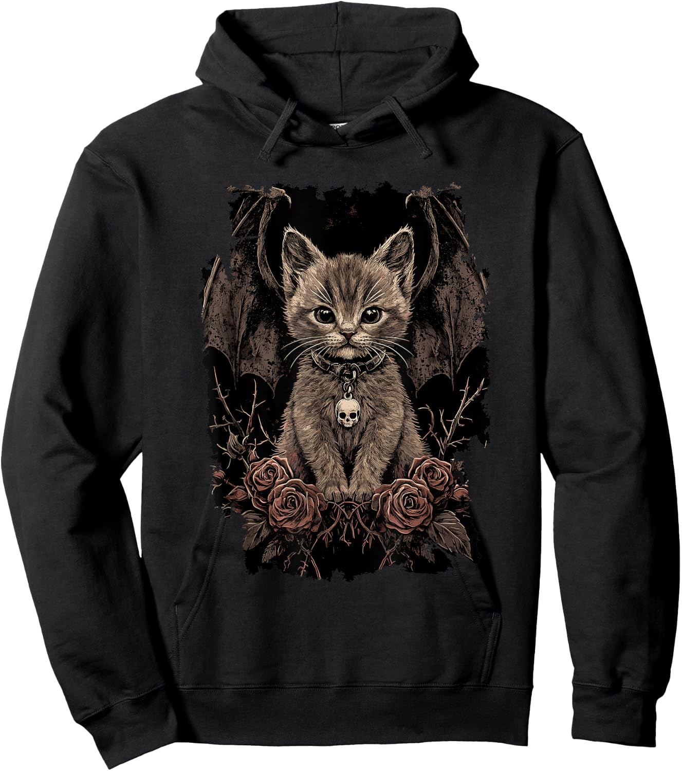 Mystic Cat with Wings - Gothic , Black, S Hoodie - Hoodie | Black
